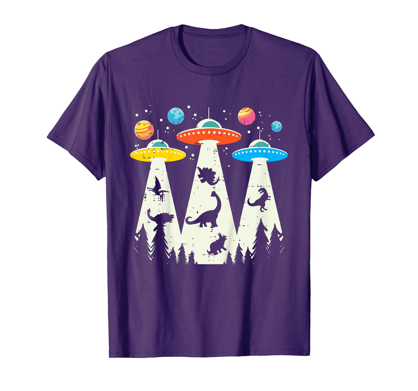 Kids Alien Abduction Dinosaur Funny UFO Space Toddler Boys Kids T-Shirt