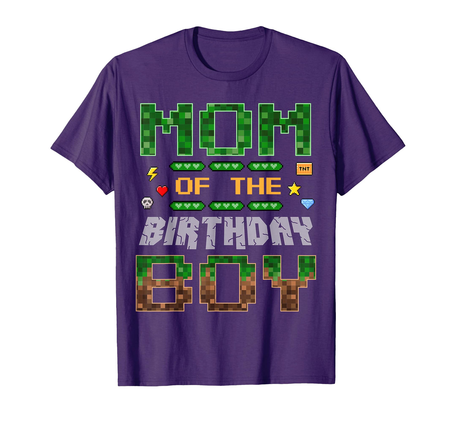 Mom of The Birthday Boy Pixel Gamer Family Love T-Shirt
