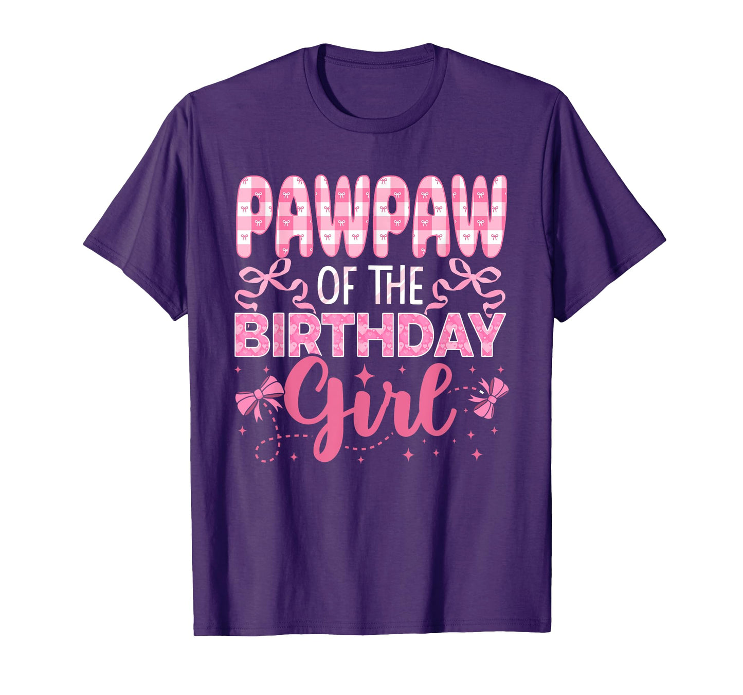 Pawpaw of The Birthday Girl Family Pink Coquette Bow T-Shirt