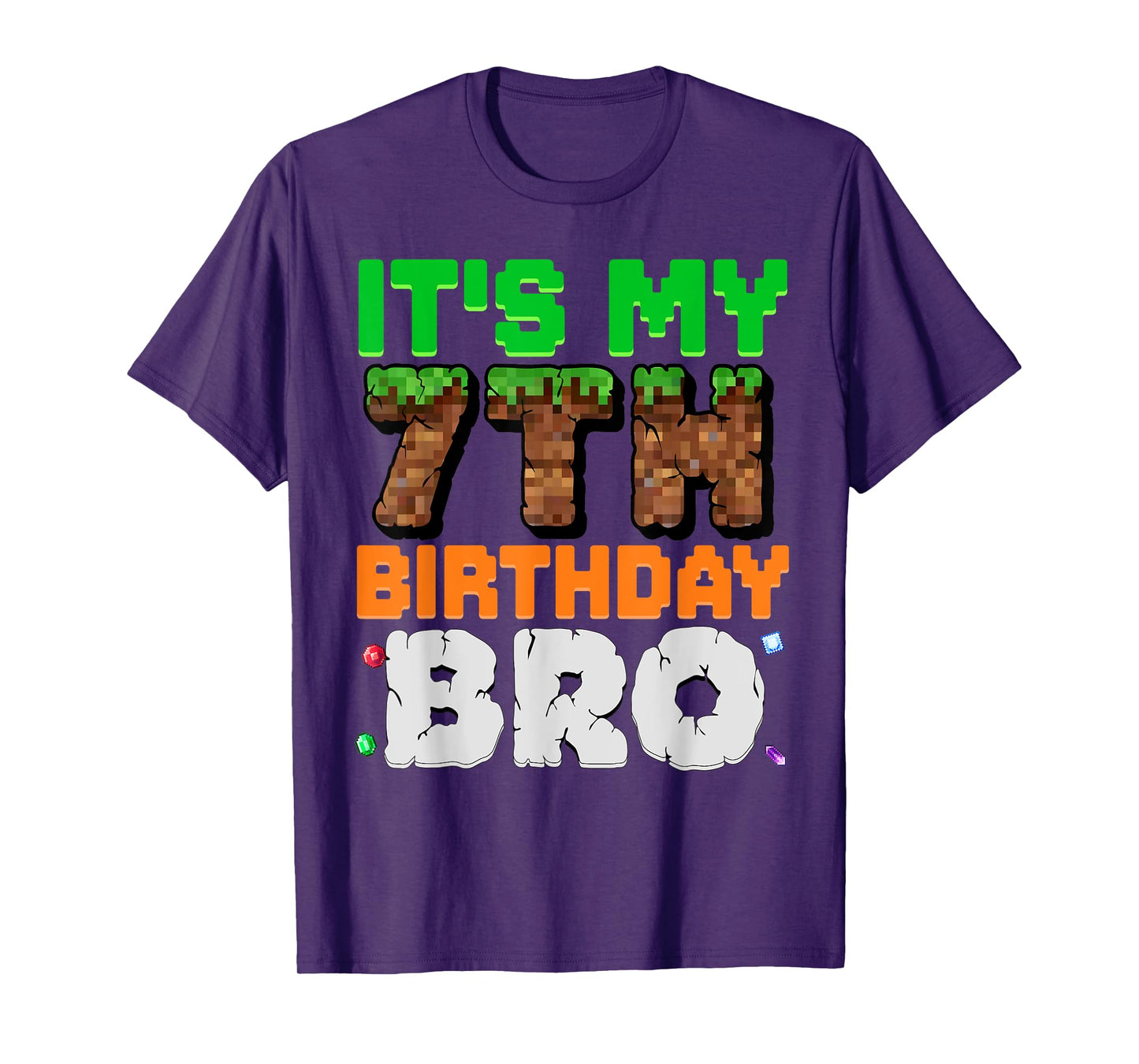 It's My 7th Birthday Bro Pixel Game 7 Year Old Birthday Boy T-Shirt