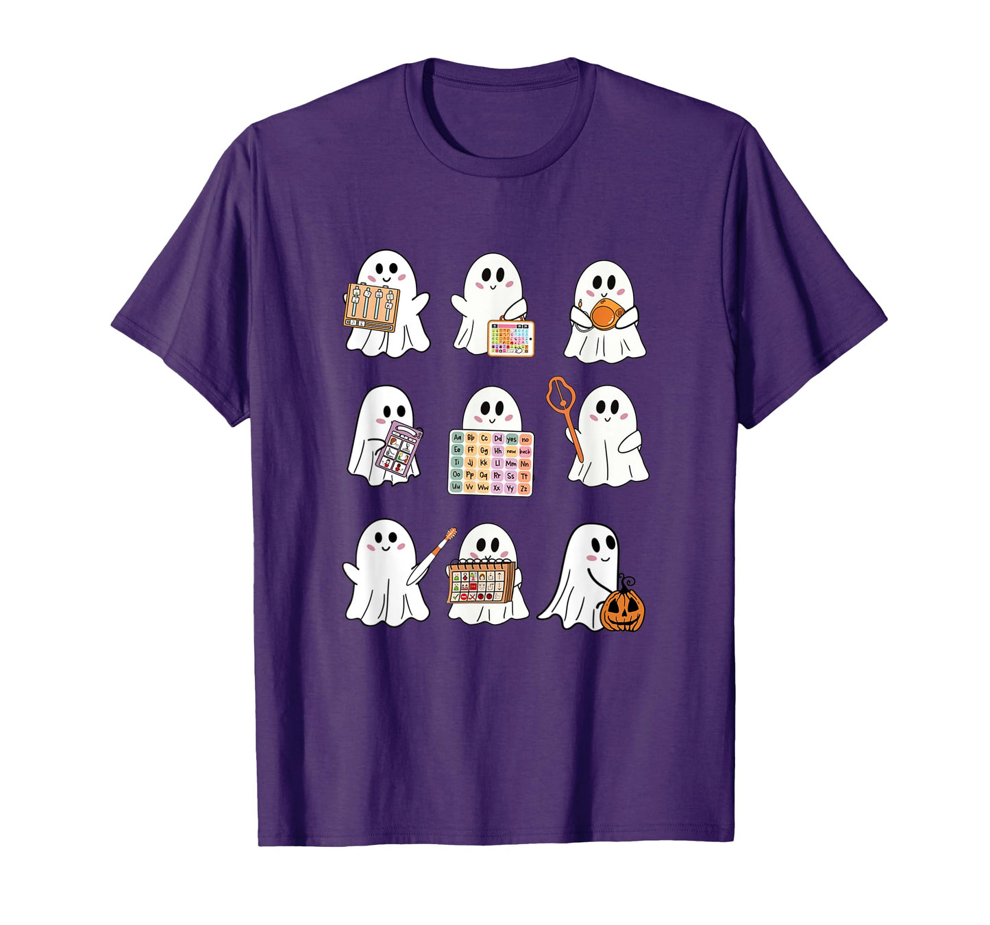 Retro SLP Ghost Halloween Speech Therapy Autumn Fall T-Shirt