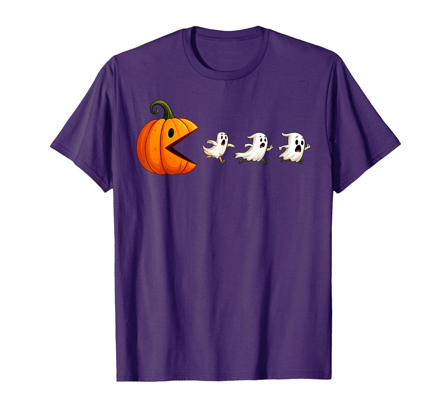 Pumpkin Eating Ghost Halloween Gaming Boys Teen Kids T-Shirt