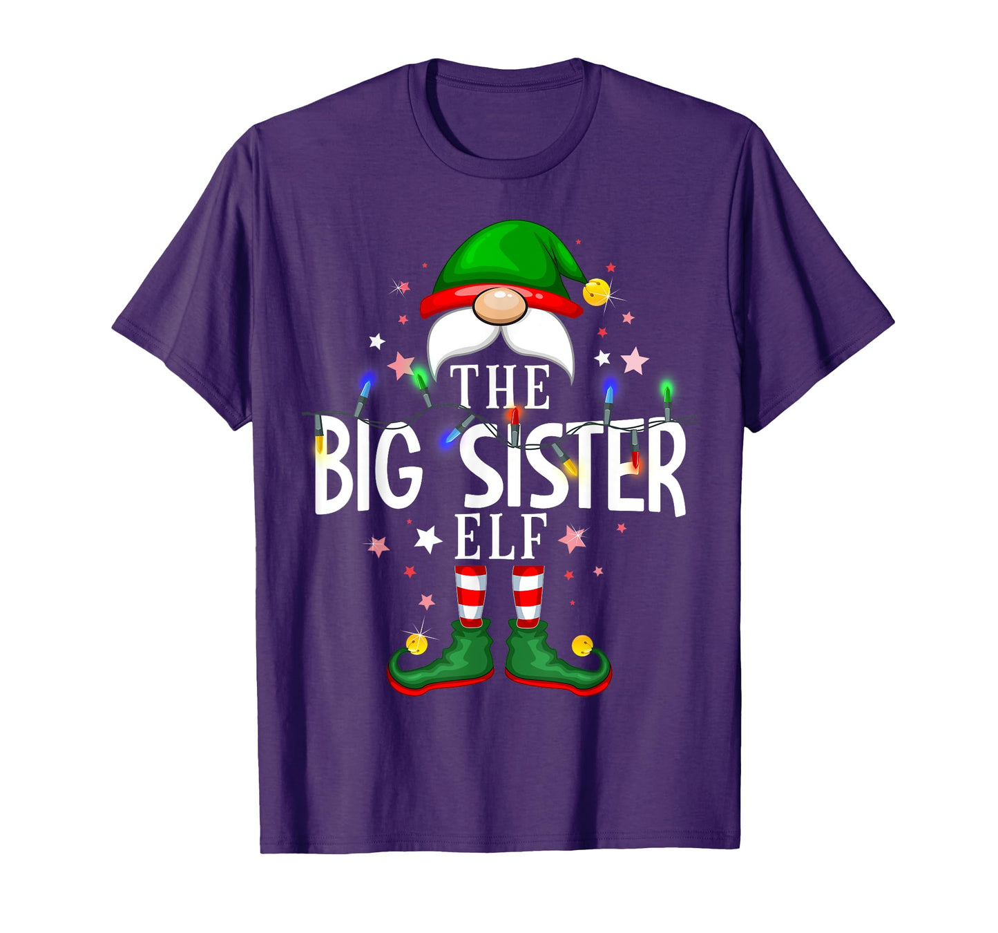 The Big Sister Elf Christmas Family Pajama Party T-Shirt
