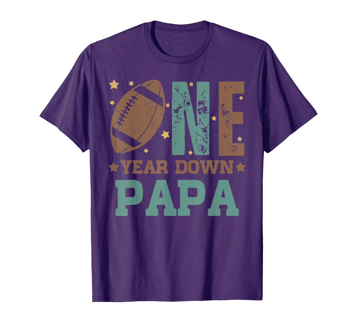 Papa of the 1 Year old Football 1st Year Down Birthday Party T-Shirt