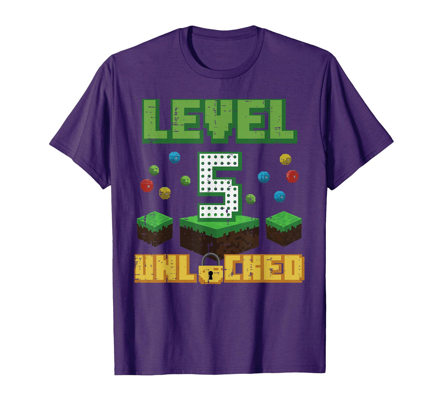 Level 5 Unlocked Pixel Gamer 5th Birthday Gaming Boys Kids T-Shirt