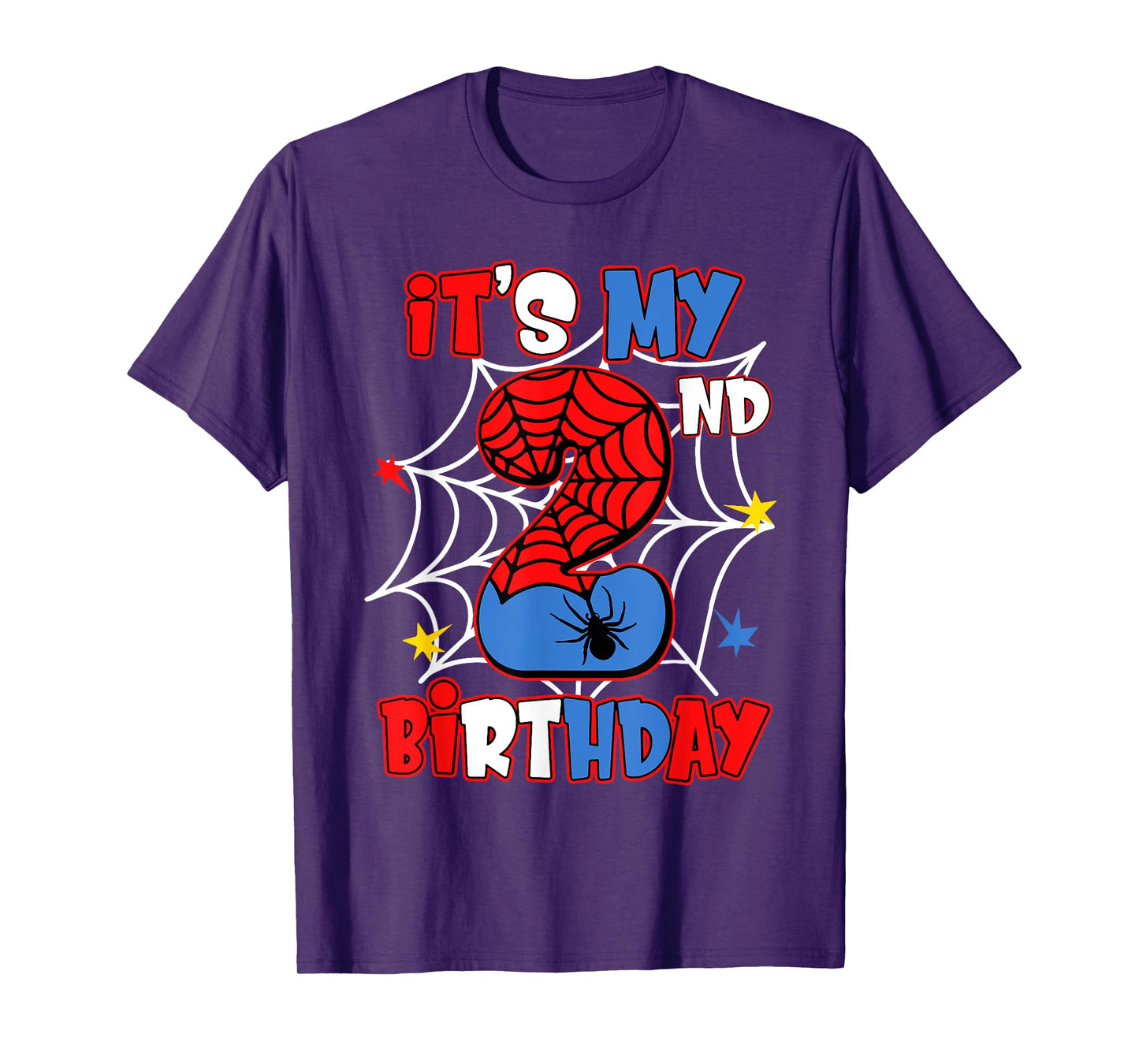 It's My 2nd Birthday Spider Web Theme Party 2 Years Old Boys T-Shirt