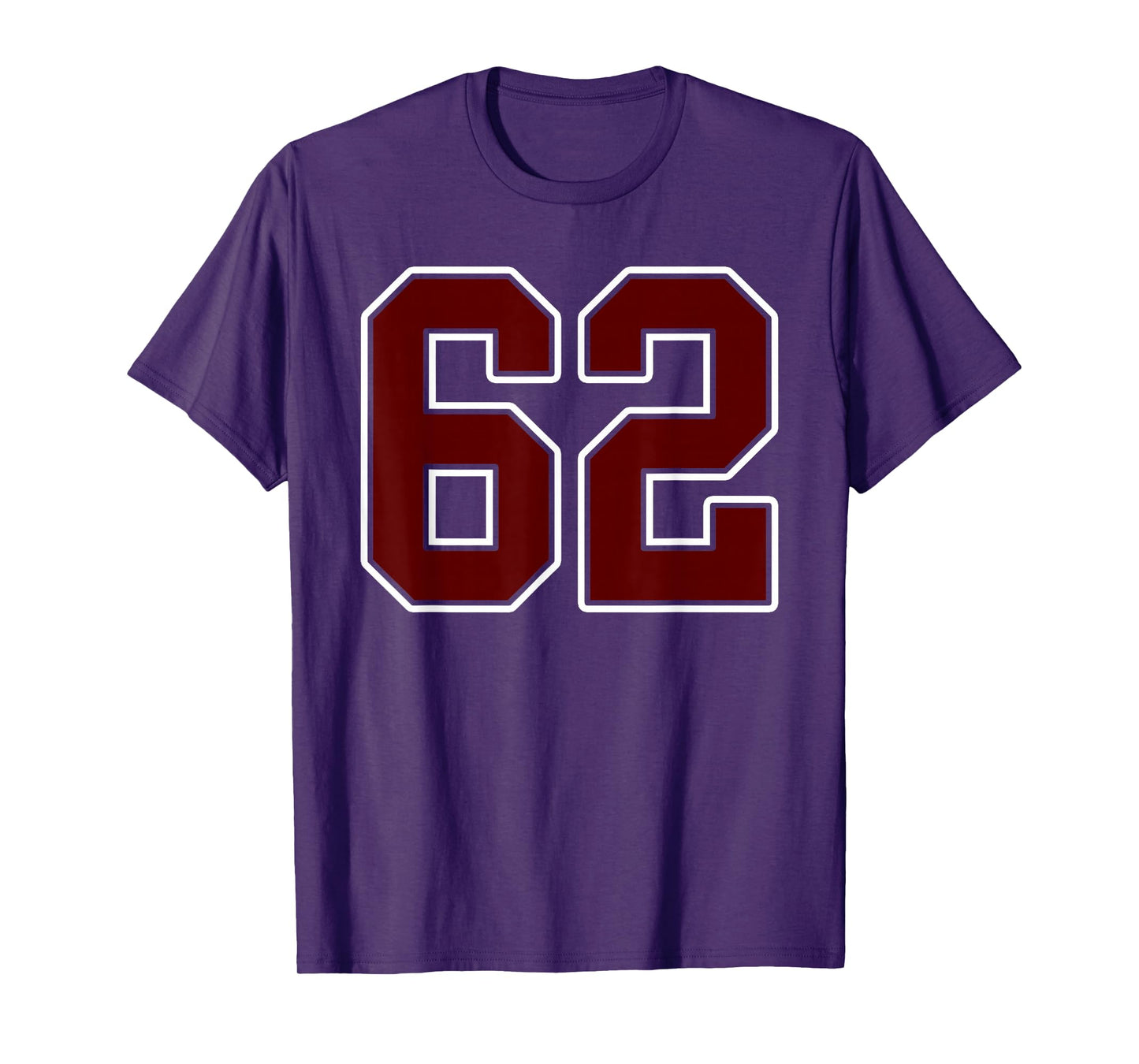 Maroon and White Number 62 Jersey Player Uniform #62 Fan T-Shirt