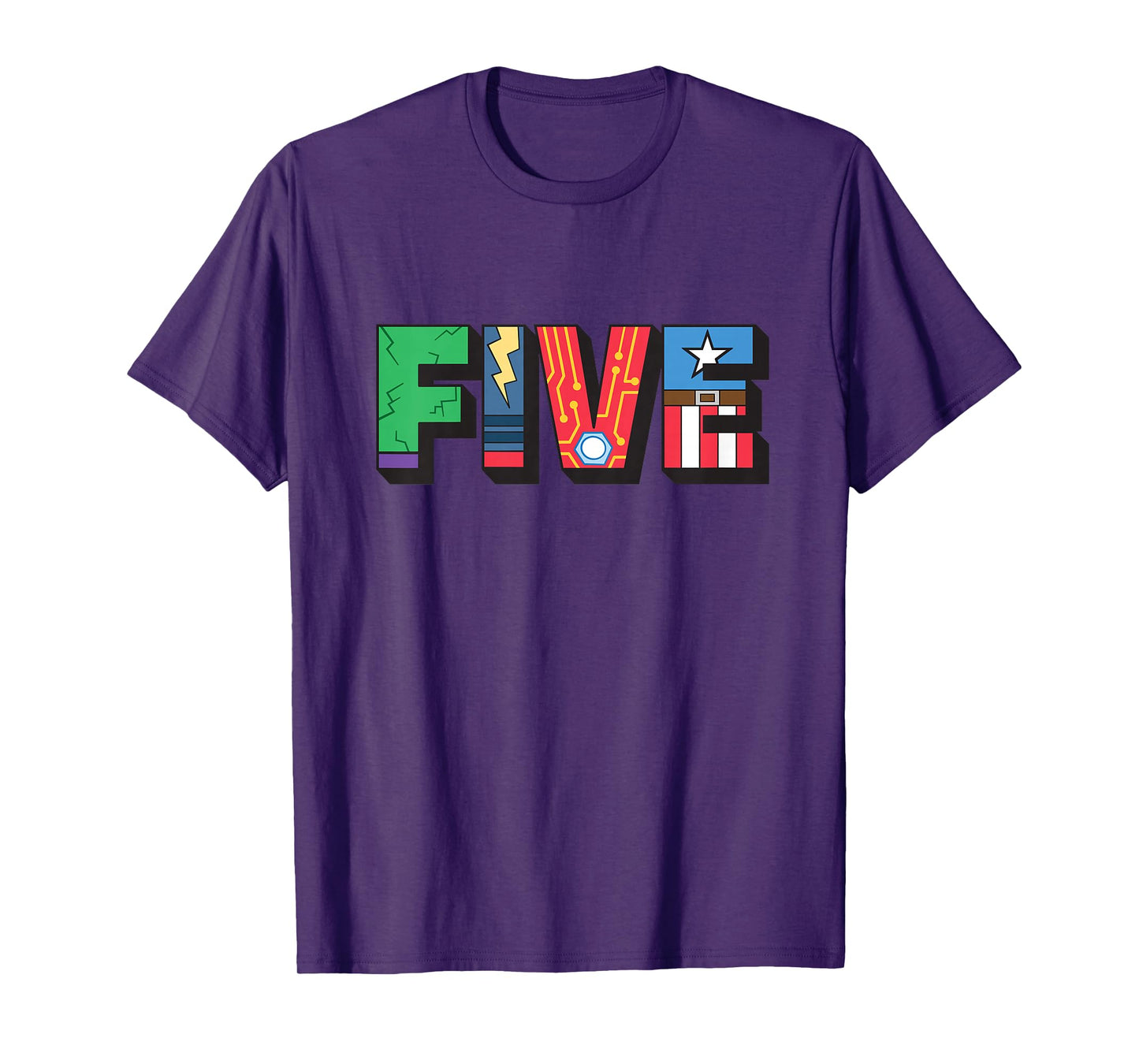 Marvel Super Heroes Avengers Numbers 5 Fifth 5th Birthday T-Shirt
