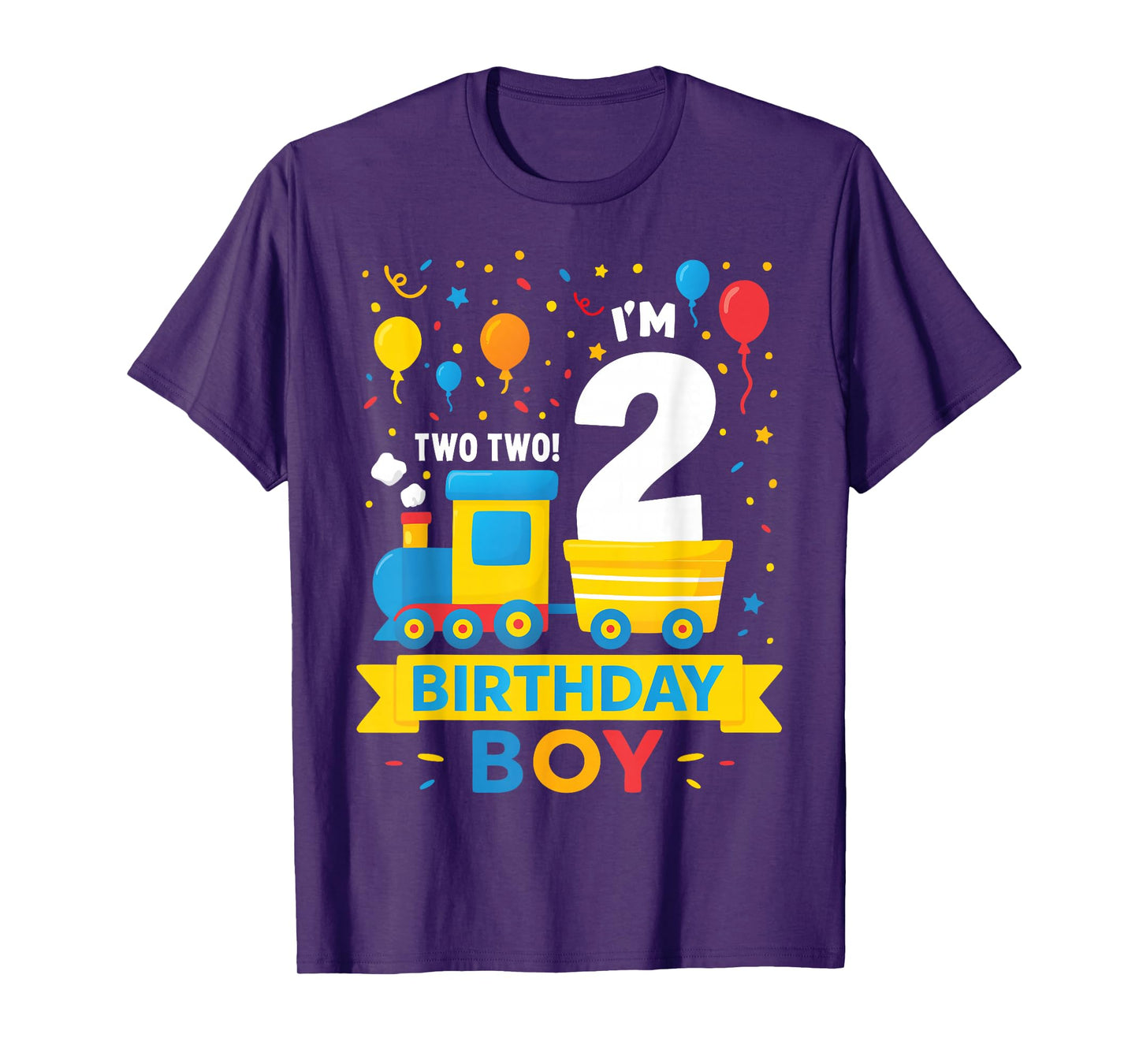 Two 2yr 2nd Kids Boys Girls Train Birthday Boy 2 Years Old T-Shirt