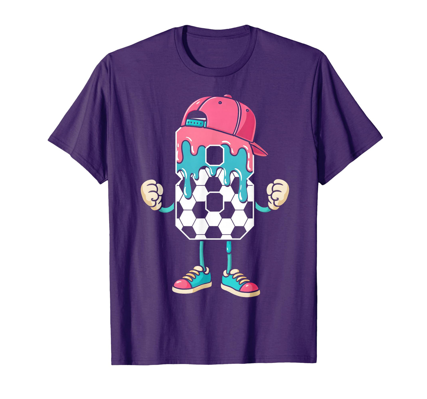 Soccer 8 Year Old Ice Cream Drip Youth 8th Birthday Boy 8 T-Shirt