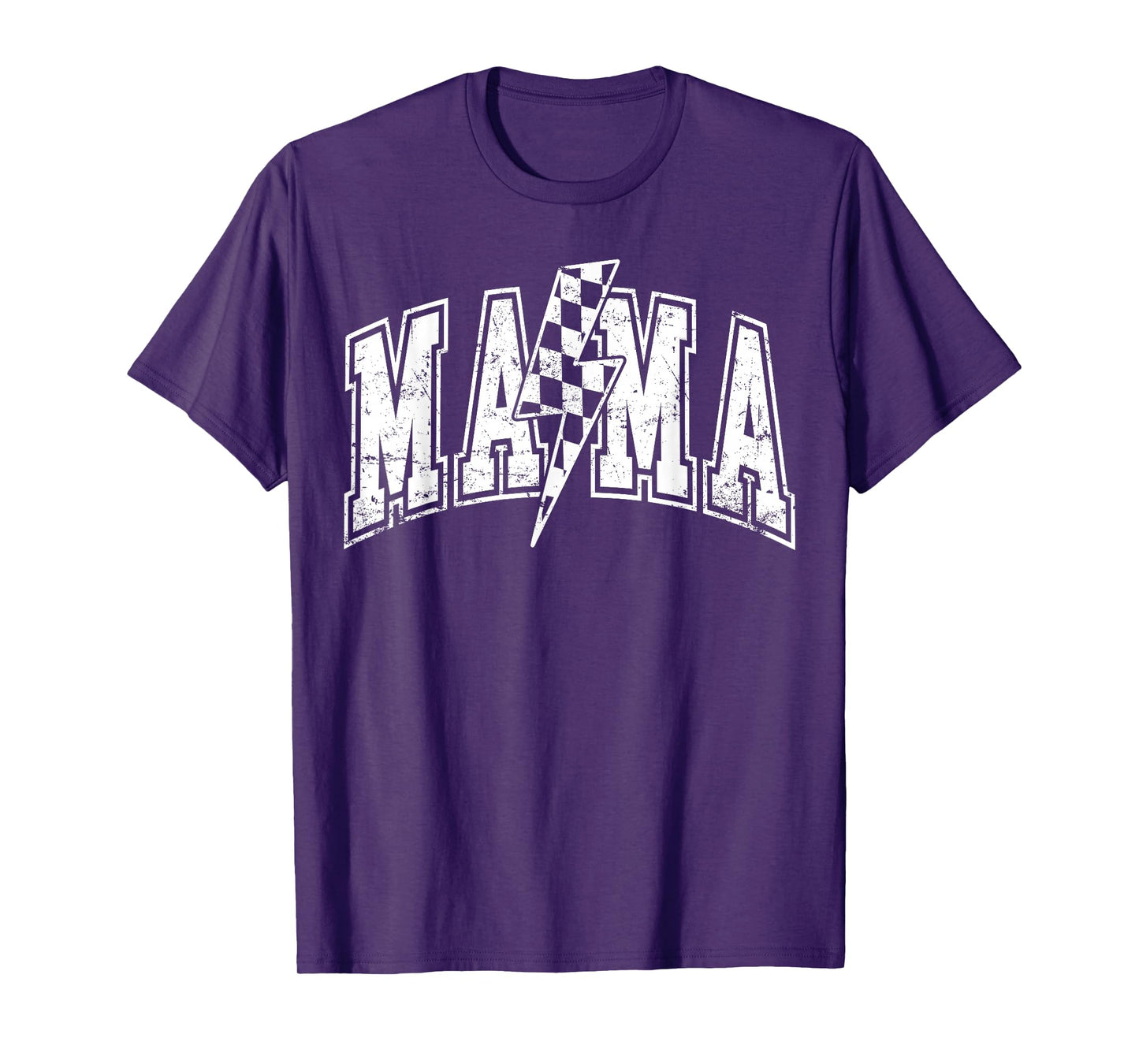 Mama Lightning Bolt Checkered Varsity Mom Women Mother's Day T-Shirt