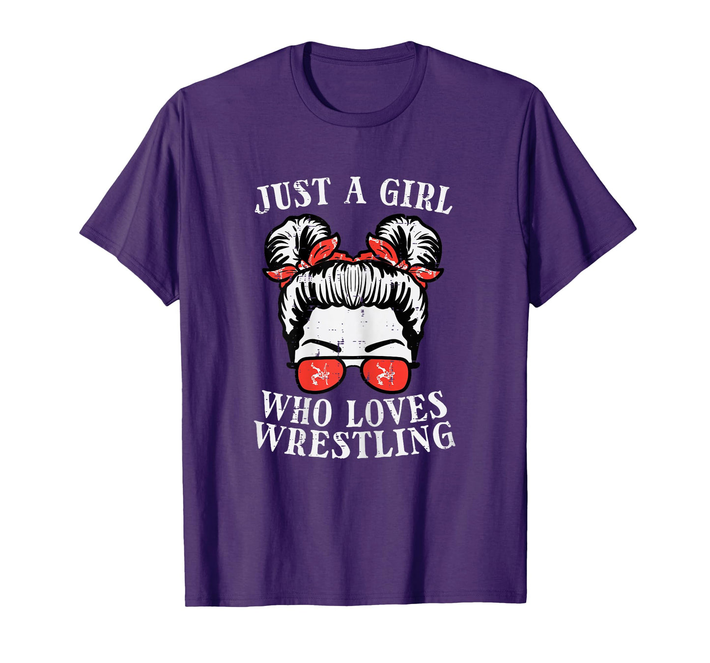 Just Girl Who Loves Wrestling Messy Bun Wrestler Women Kids T-Shirt