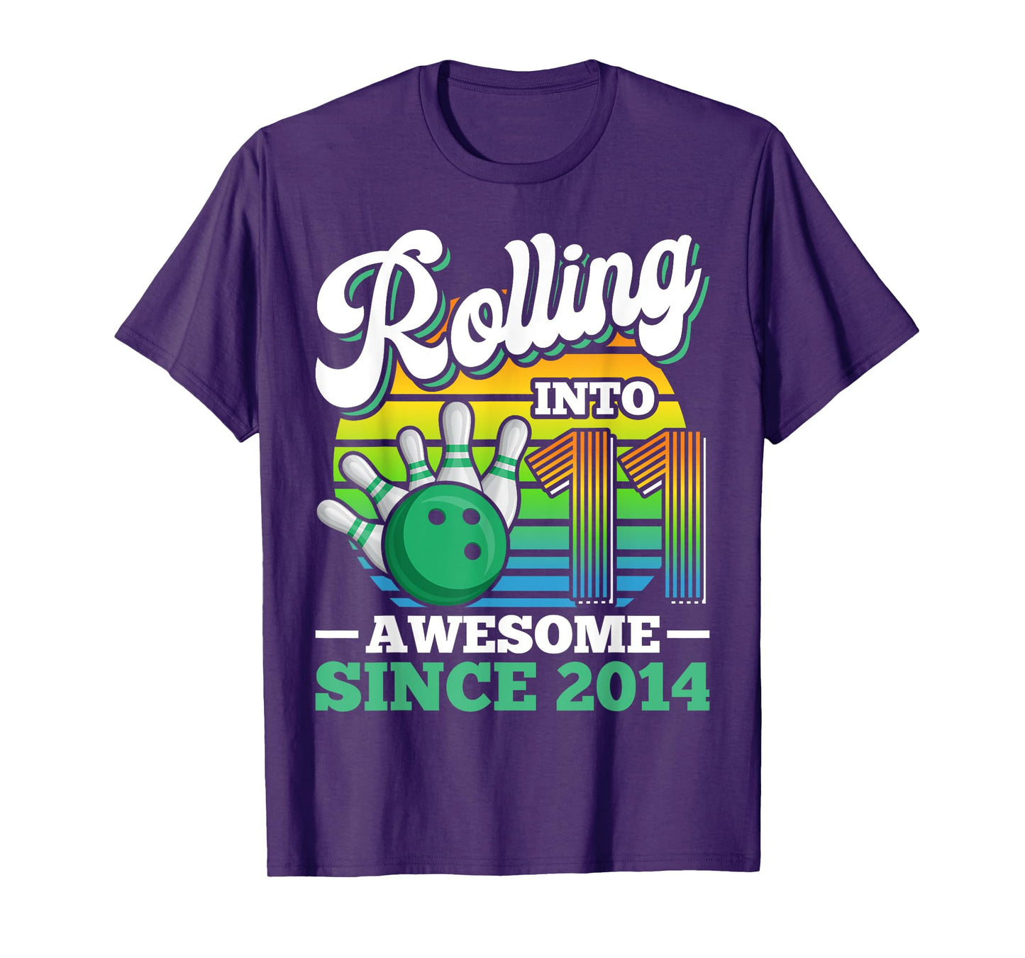 Bowling Birthday Party Rolling Into 11 Years 11th Birthday T-Shirt