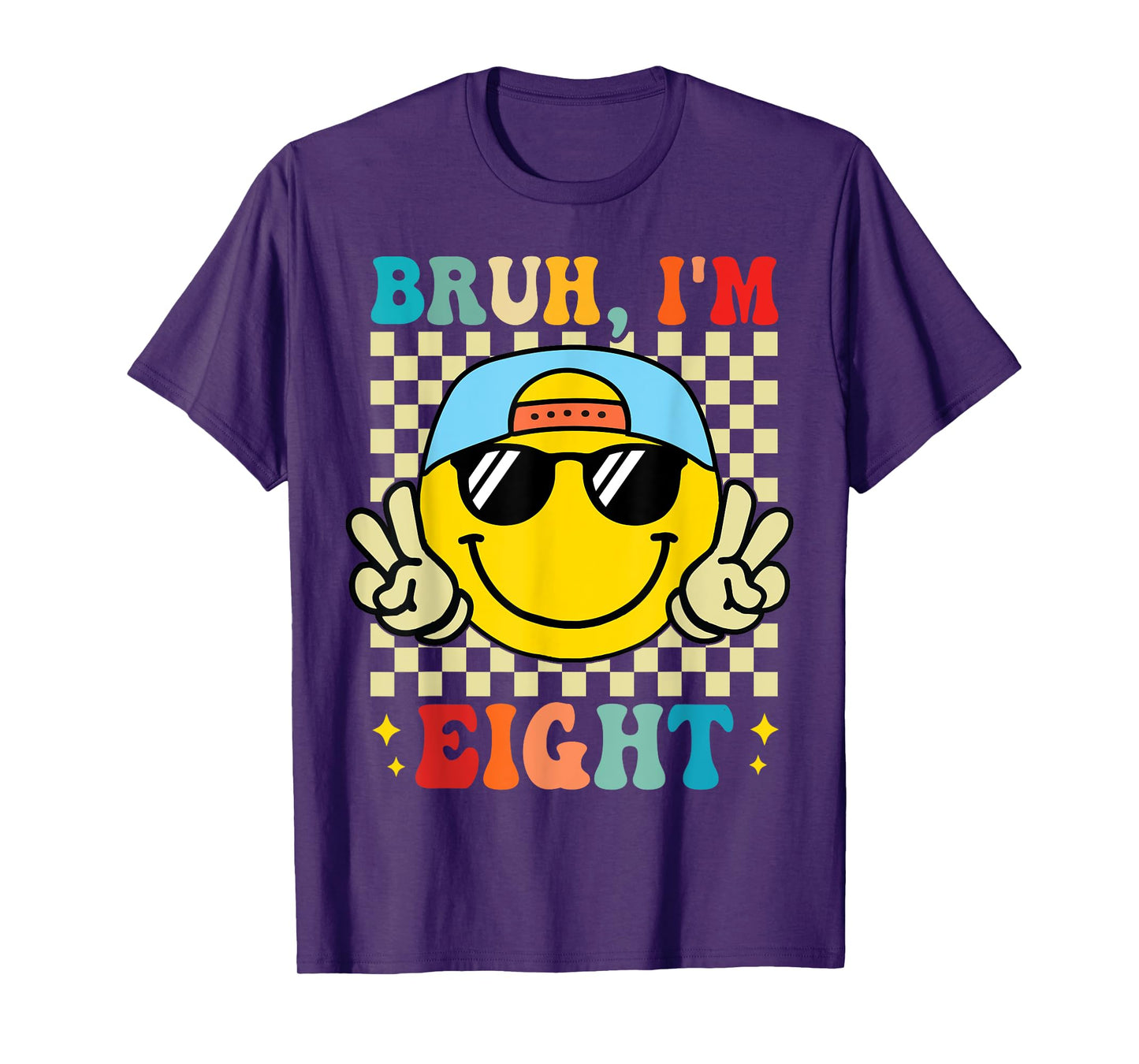 Bruh I'm Eight 8 8th Birthday Groovy Boys Girls 8 Years Old T-Shirt
