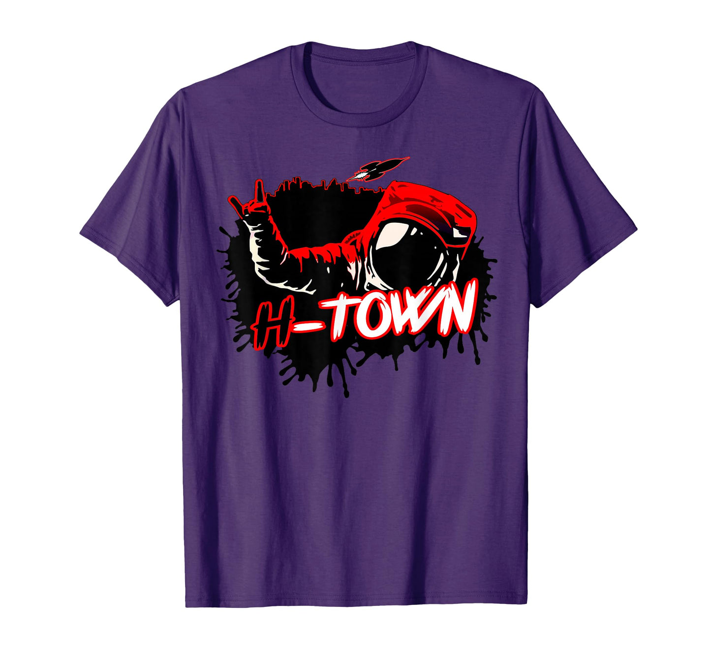 Houston Texas Astronaut H-Town Hand Sign Houston Basketball T-Shirt