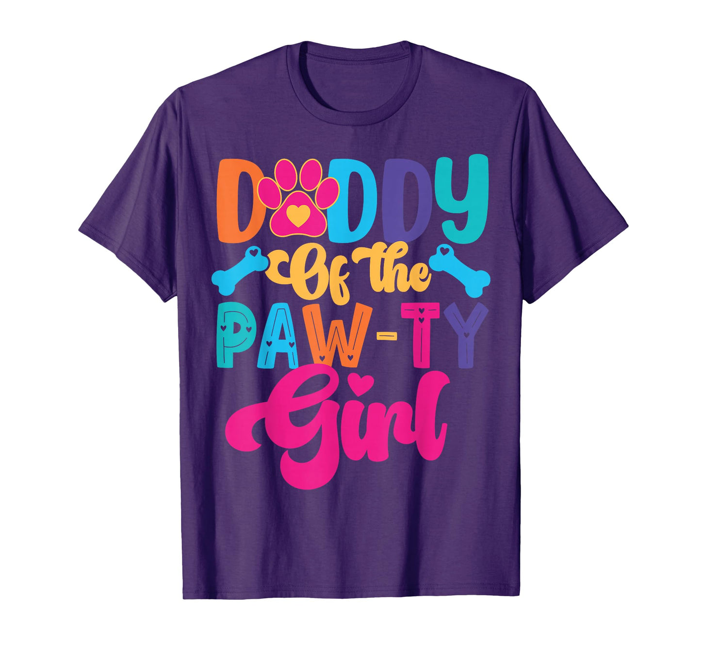 Daddy Of The Birthday Girl Dog Paw Family Matching Party T-Shirt