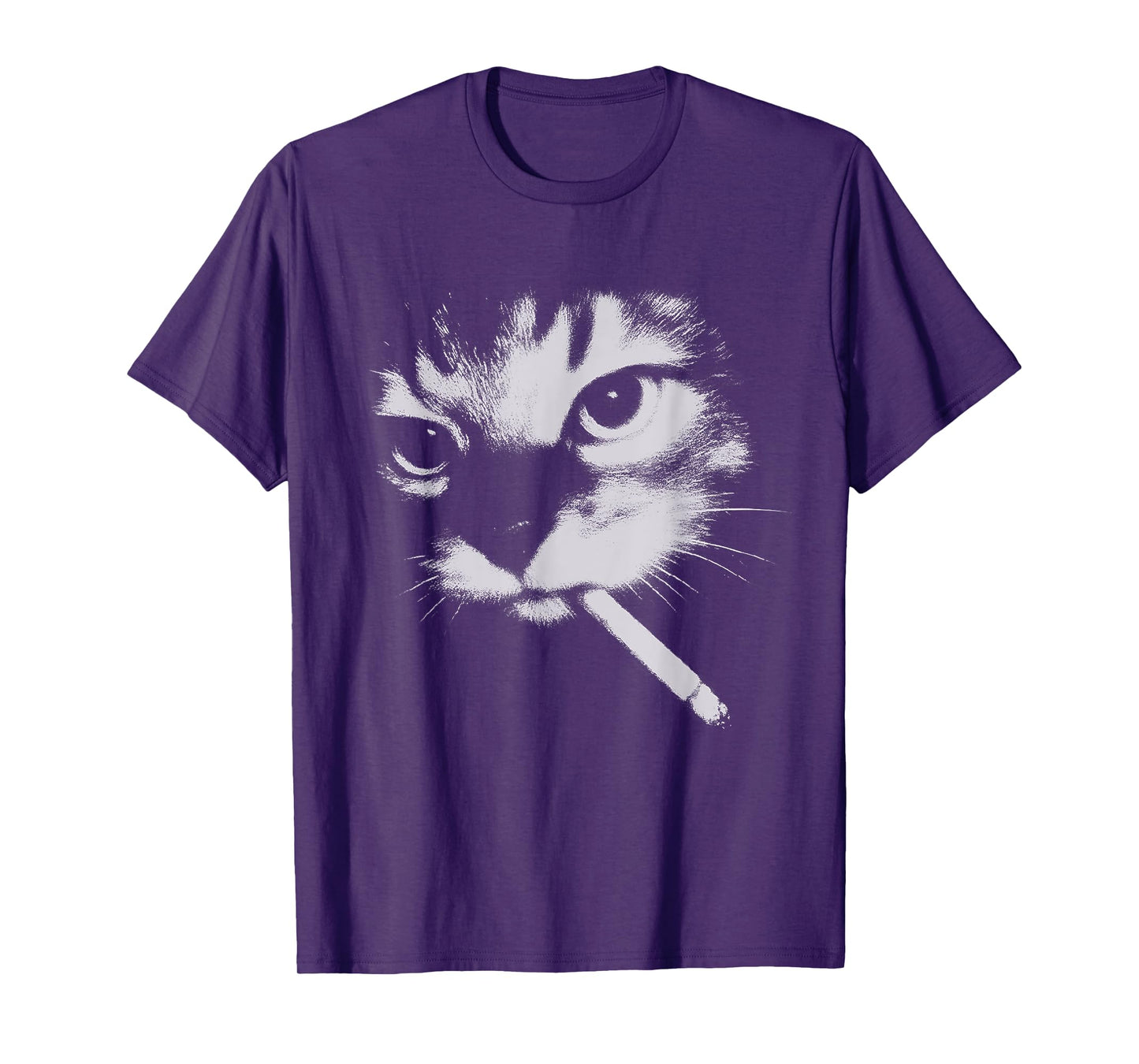 Funny Smoking Black Cat Face Meme Men Women T-Shirt
