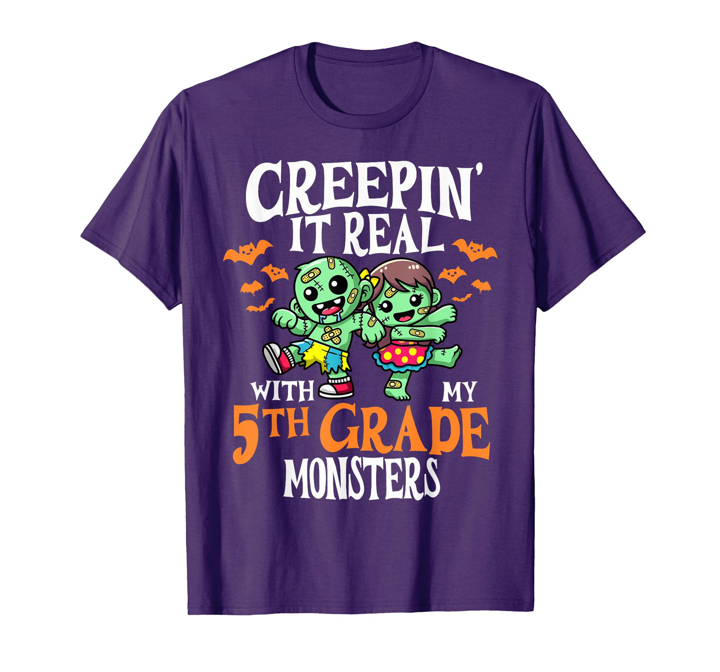 Creepin It Real Monster School 5th Grade Teacher Halloween T-Shirt