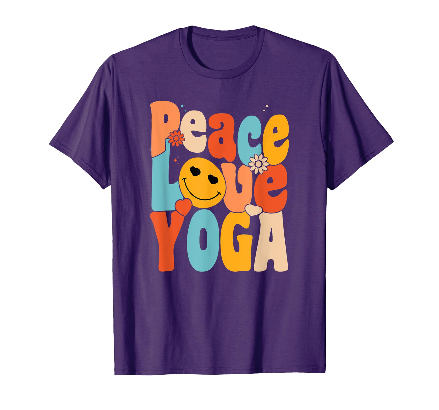 Peace Love Yoga | Retro Yoga Moms | Yoga Grandma T-Shirt
