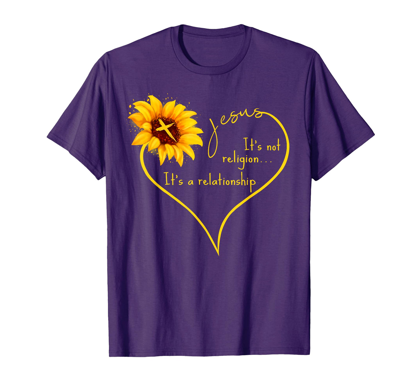 Jesus Christ Heart Sunflower Christian Religion Relationship T-Shirt