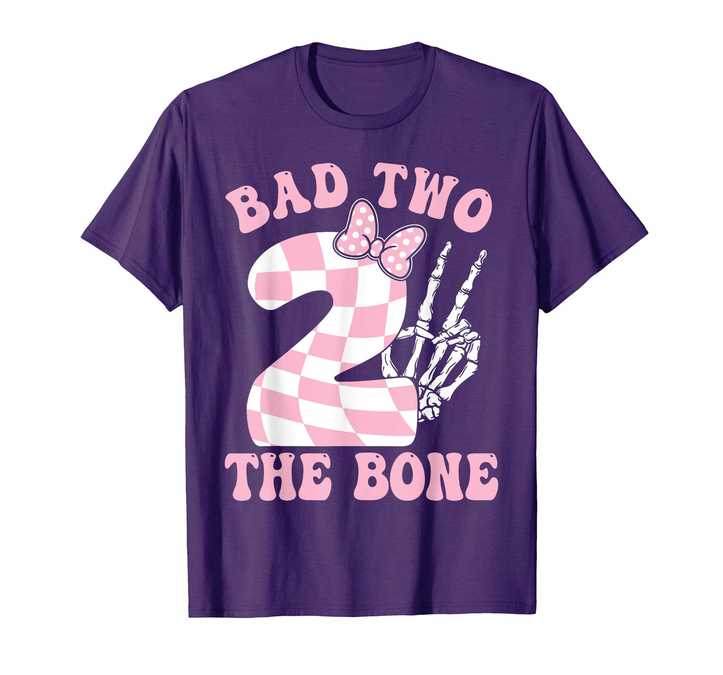 Bad Two The Bone Pink Bow 2nd Birthday Girl Decorations T-Shirt
