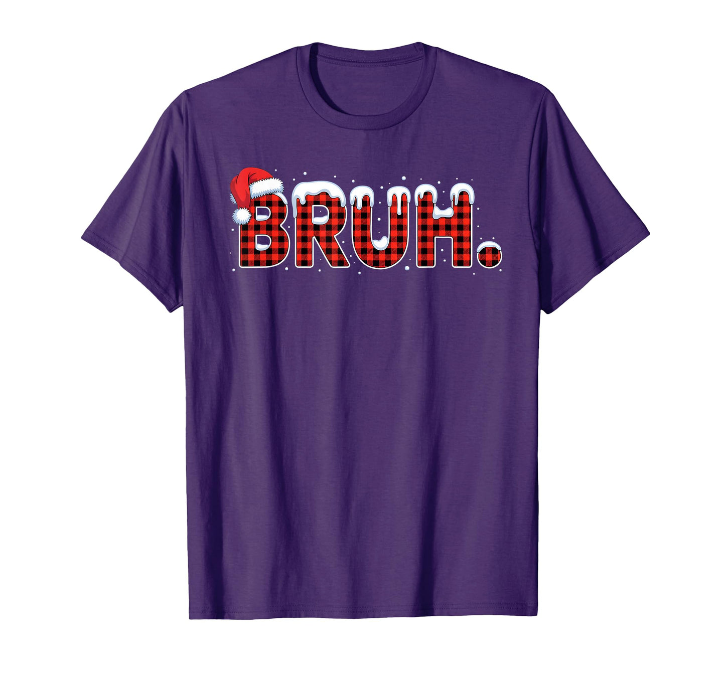 Bruh Funny Christmas Plaid Teens Boys Kids Xmas Pajamas T-Shirt