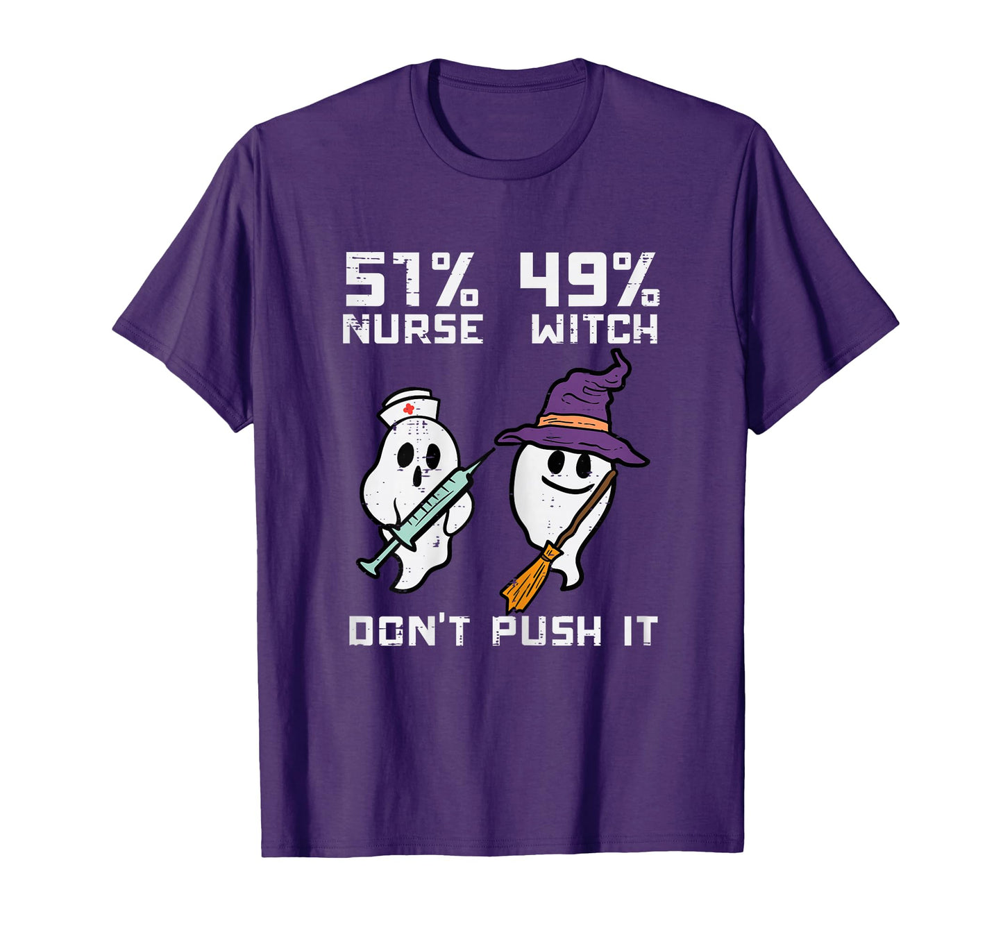 Halloween 51 Percent Nurse Witch Fun Costume Scrub Top Women T-Shirt