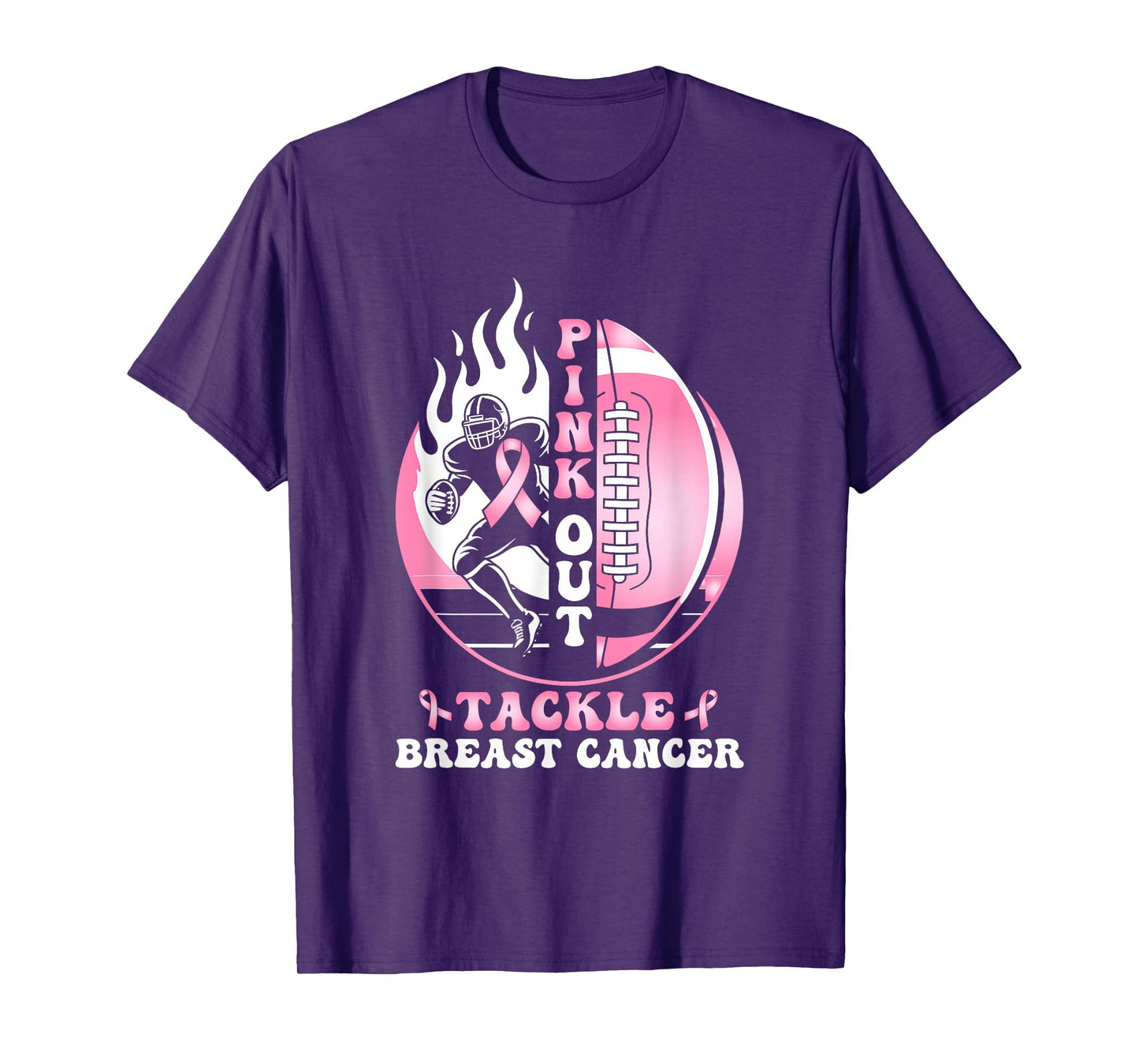 Pink Out Football Tackle Breast Cancer Awareness T-Shirt