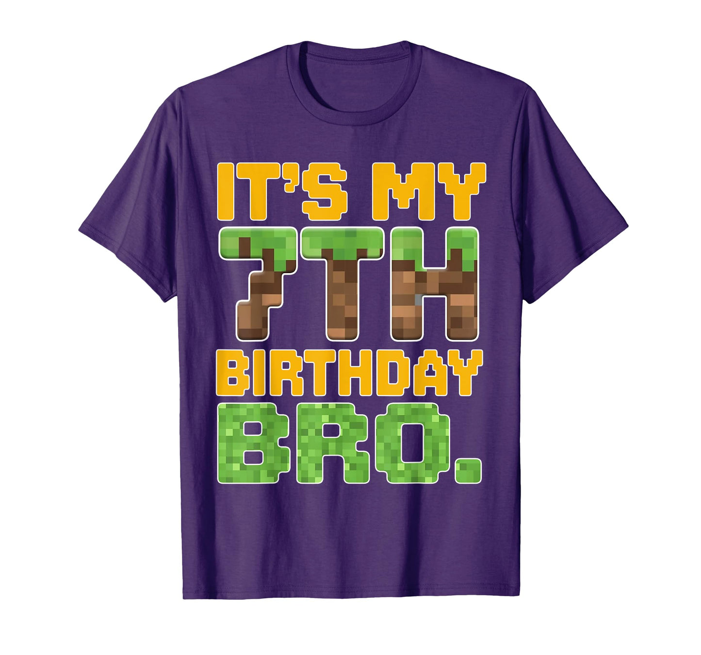 Funny It's My 7th Birthday Bro Video Game Pixel Bday Boy T-Shirt