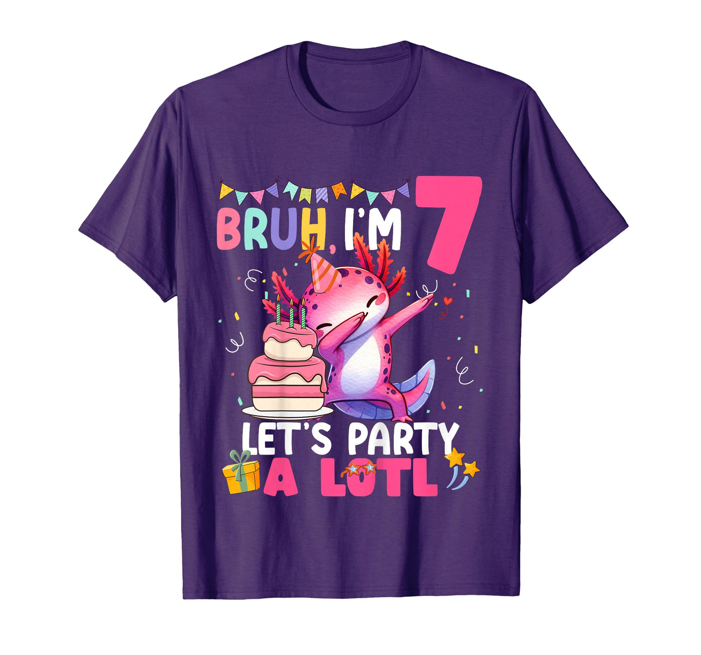 I'm 7 Bday Axolotl Party Cute 7th Birthday Kids Axolotl T-Shirt
