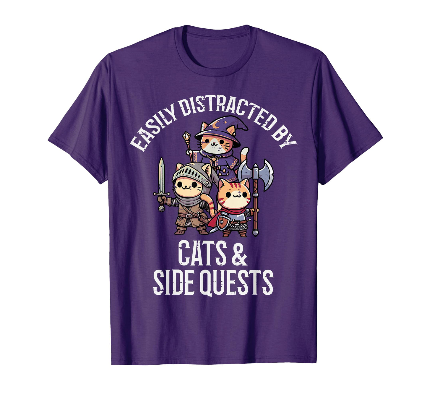 Gamer Easily Distracted By Cats Side Quests Men Boys Kids T-Shirt