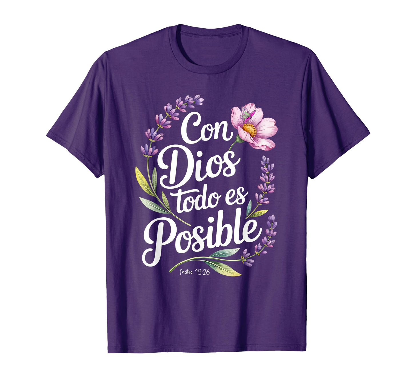 Con Dios Todo ES Posible Shirt Christian Spanish for Womens T-Shirt