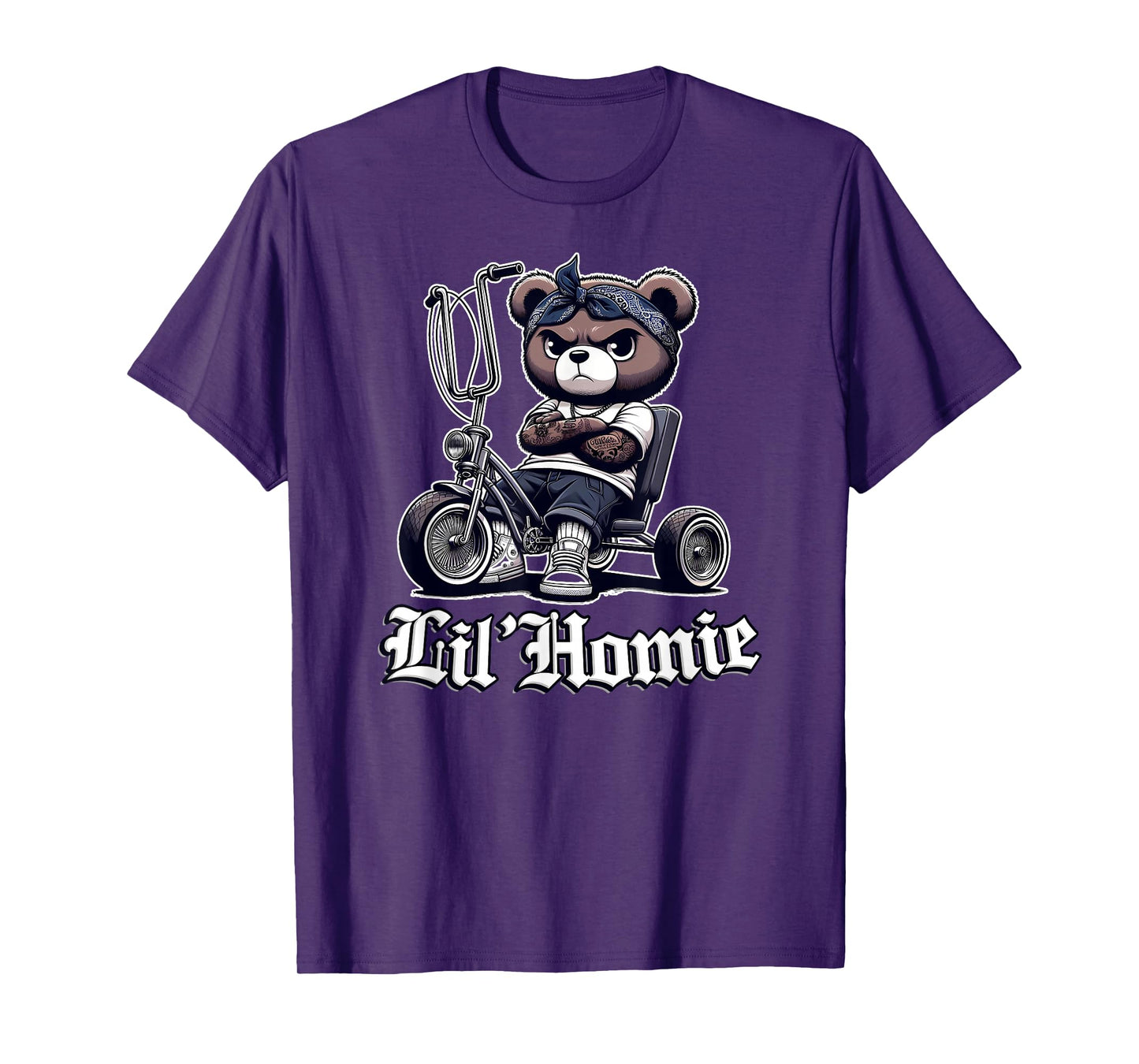 LIL HOMIE Cute Teddy Bear Hip Hop Chicano Lowrider Cholo T-Shirt