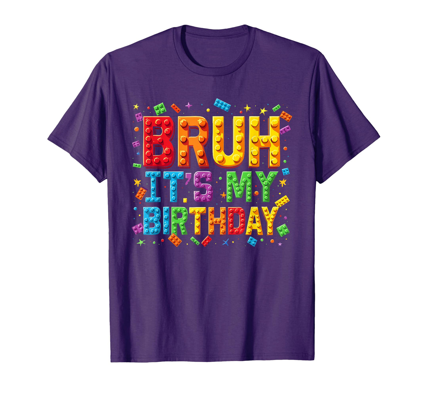 Master Builder Building Blocks kids Bruh It's My Birthday T-Shirt