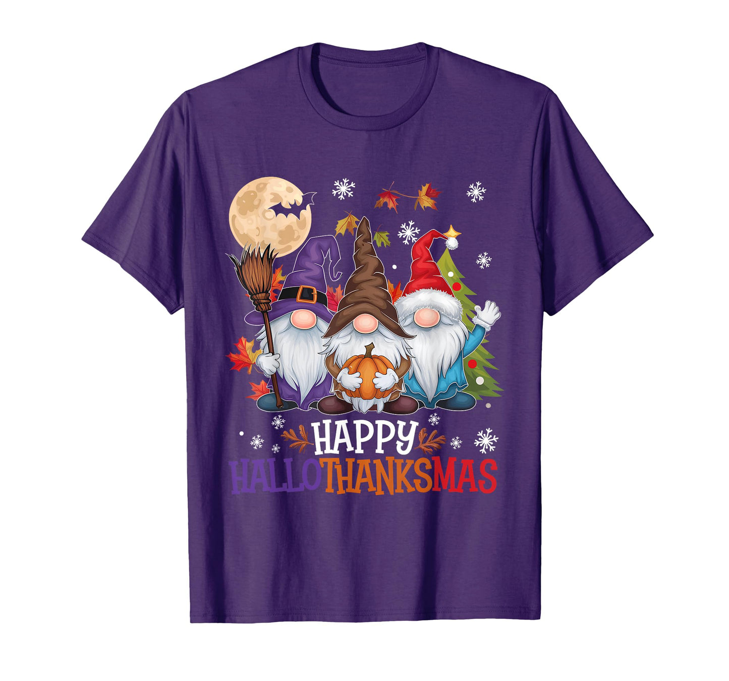 Gnomes Lover Halloween Merry Christmas Happy Hallothanksmas T-Shirt