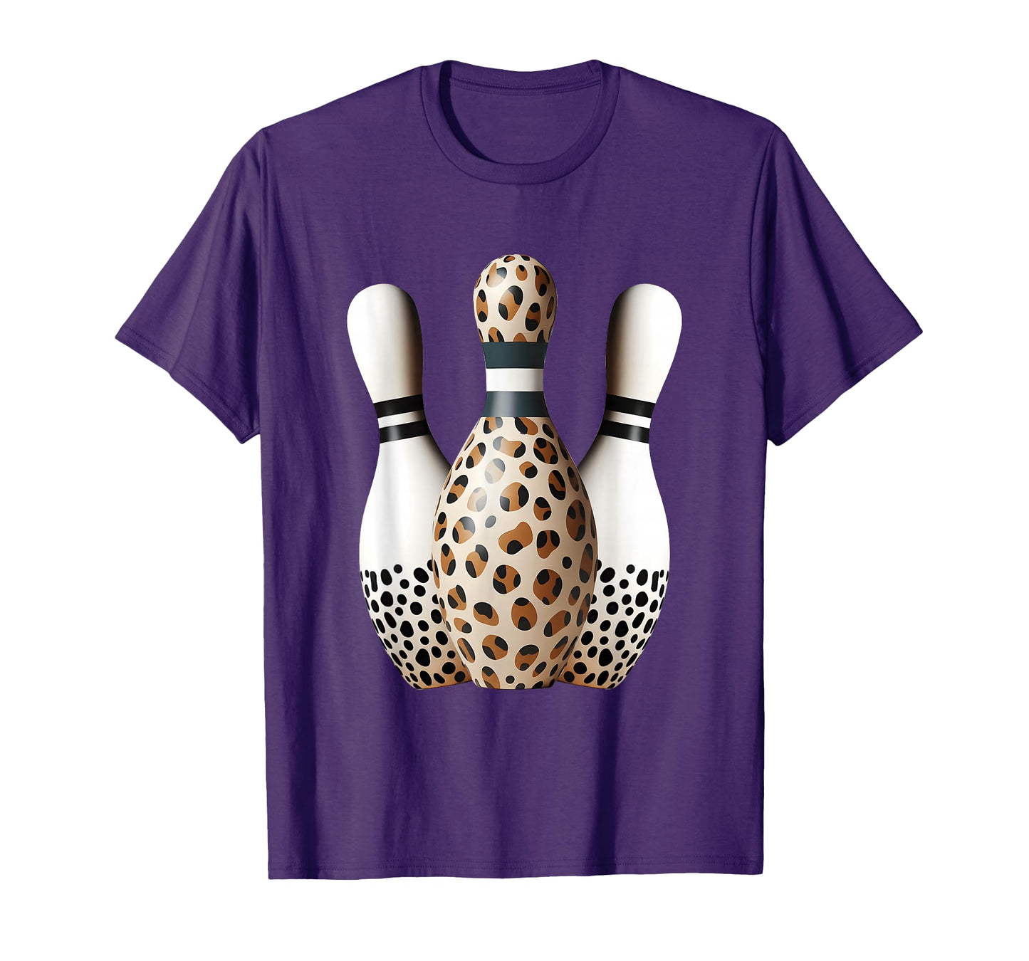 Bowling Pins Leopard Cheetah Print Bowler Sport Graphic T-Shirt