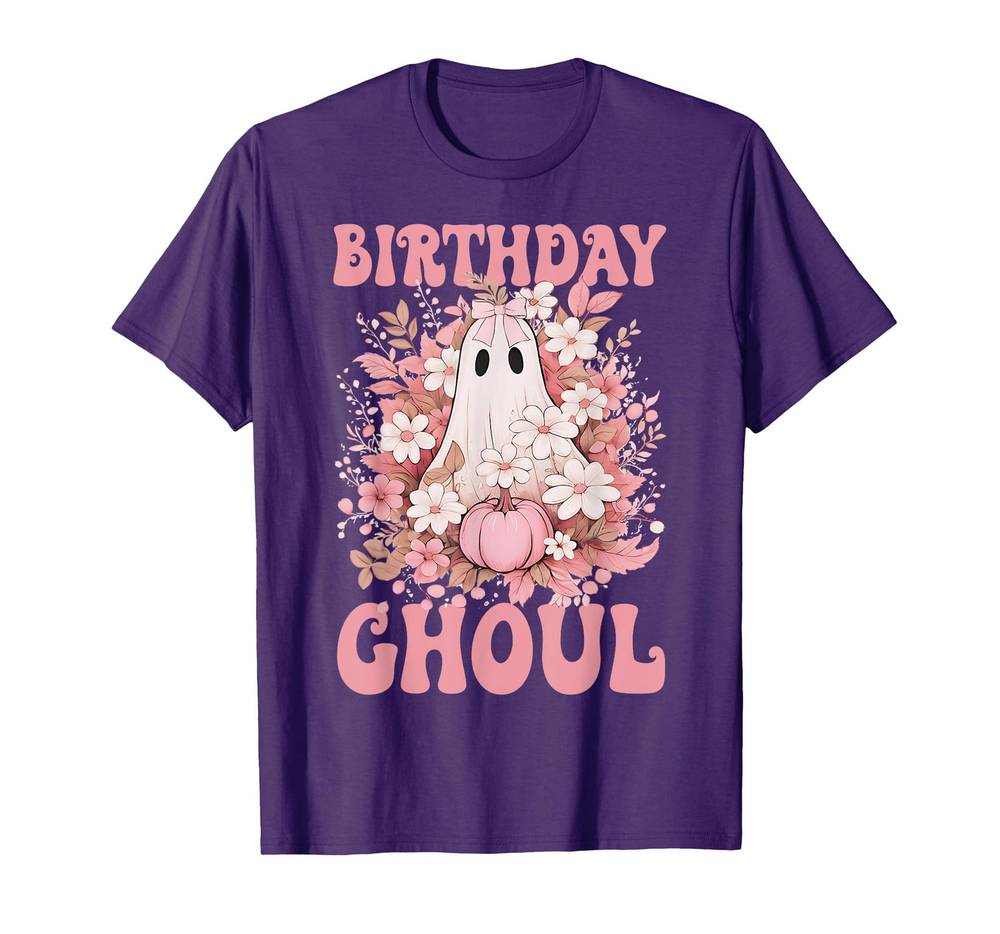 Birthday Ghoul Floral Ghost Bow Halloween Birthday Girls T-Shirt