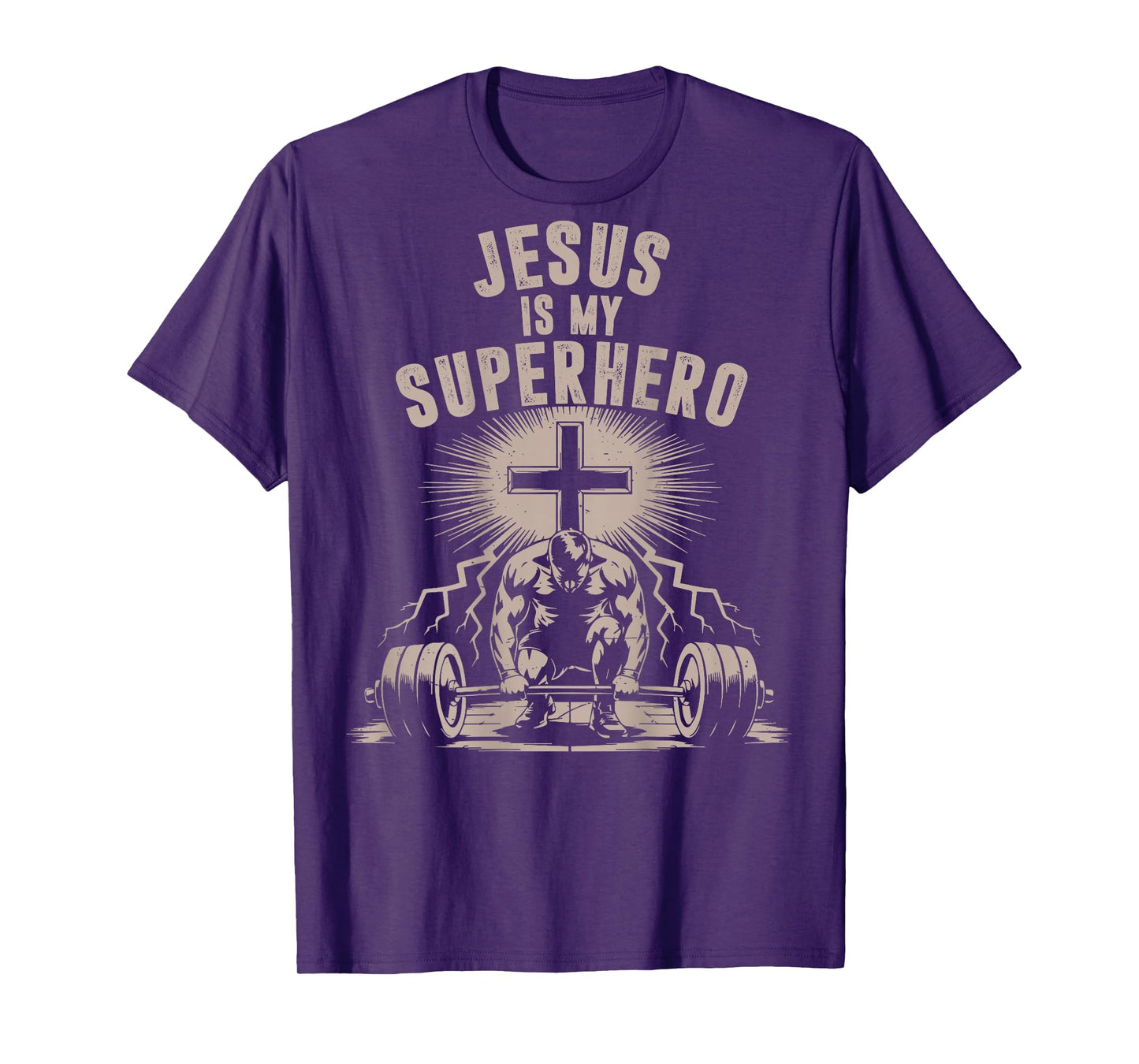 Jesus is My Superhero Barbell Funny Christian Workout Gym T-Shirt