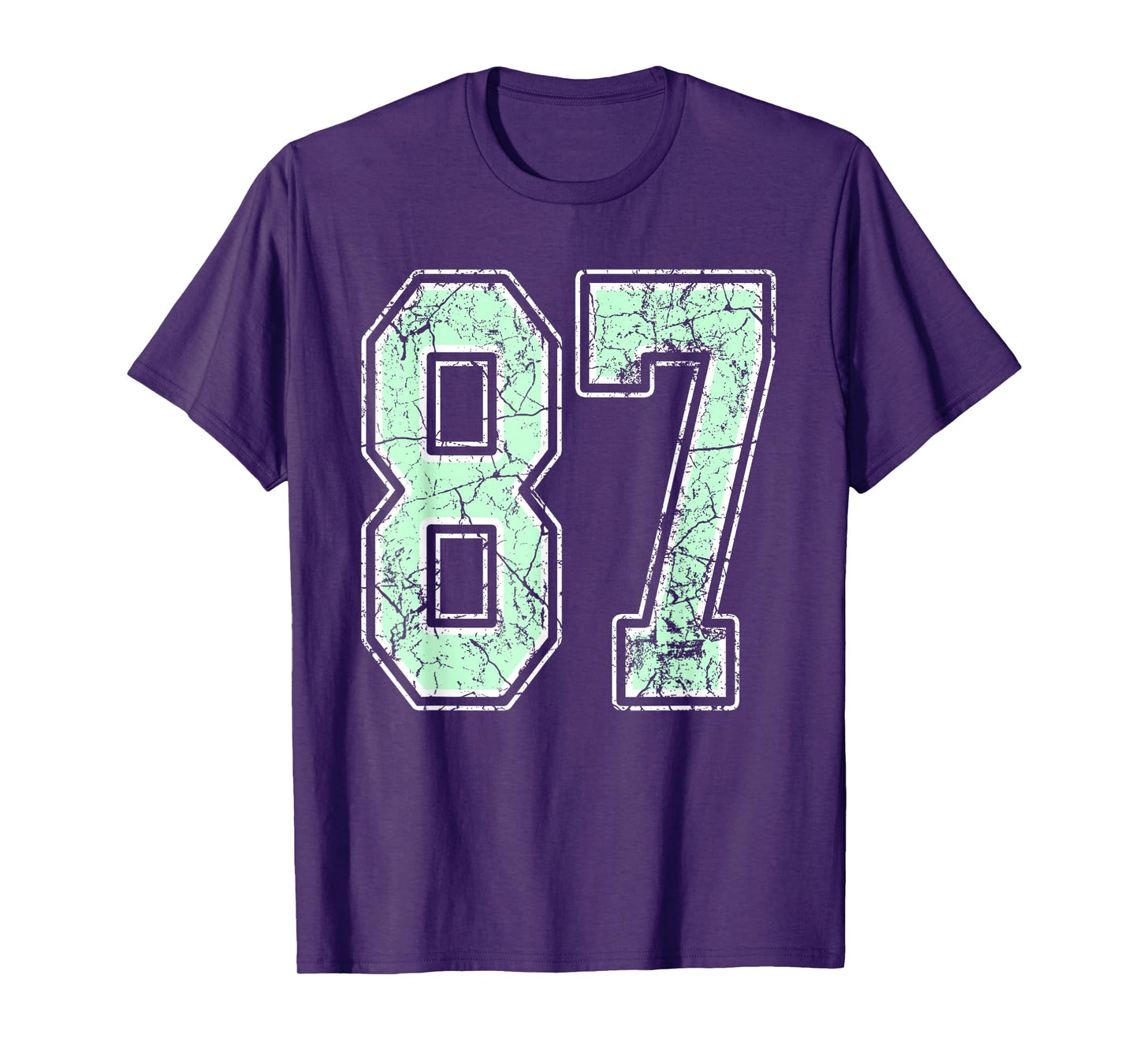 Mint Green White Sports Number 87 Jersey Uniform Player T-Shirt