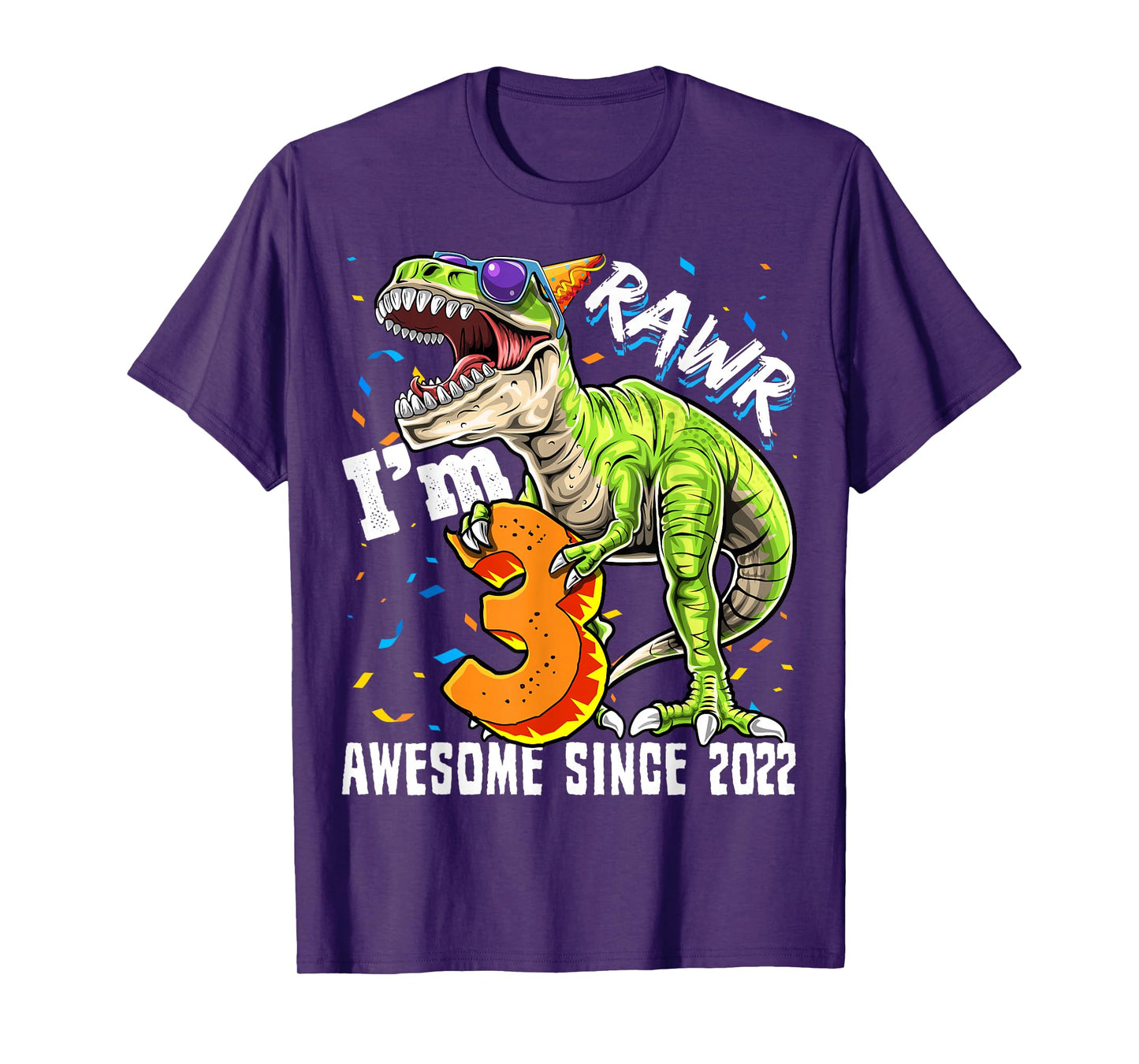 3rd Birthday T Rex Dinosaur Party Boys Rawr I'm 3 T-Shirt