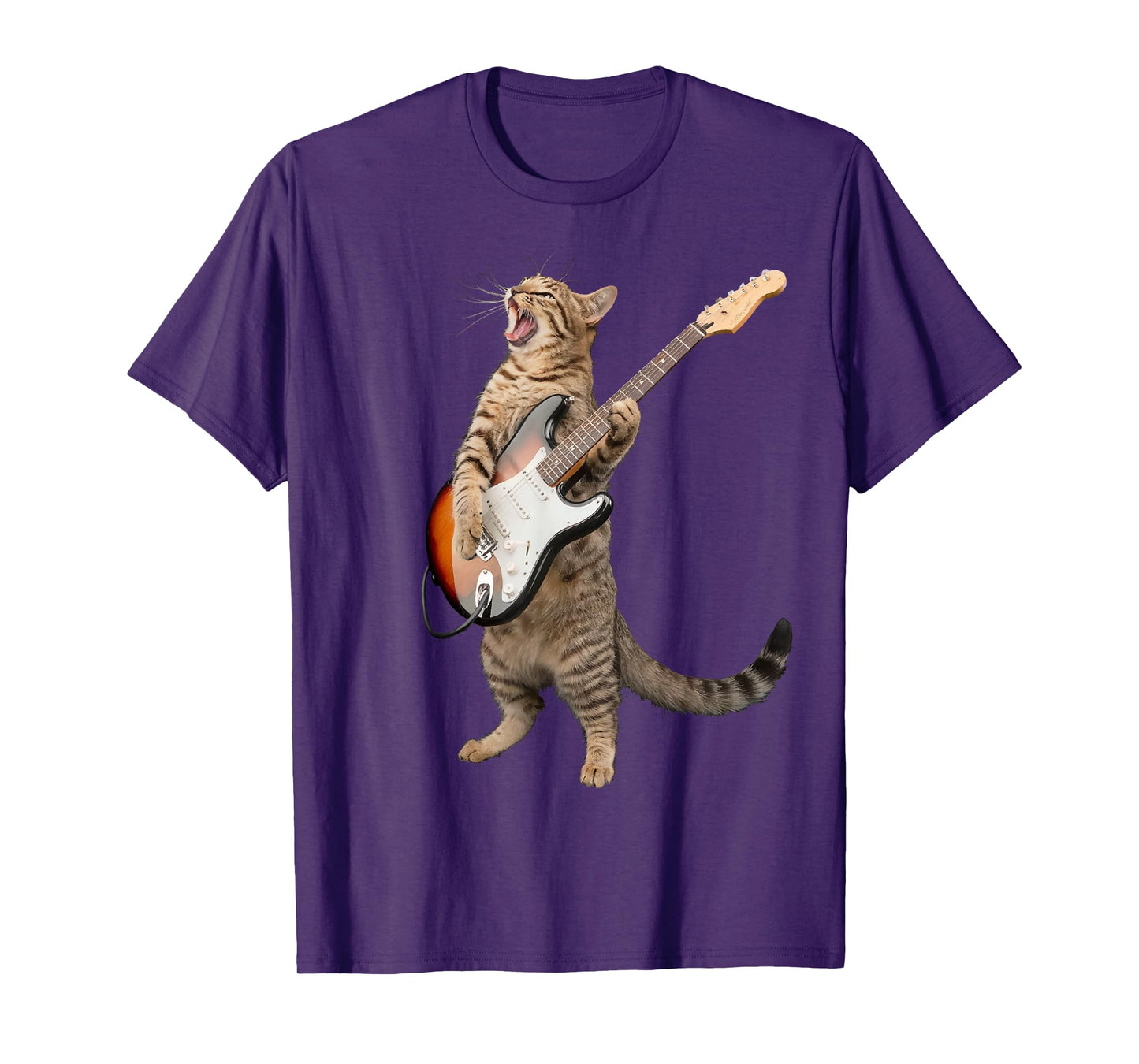 Cat Playing Guitar Shirt Kids Men Women Rock And Roll Band T-Shirt