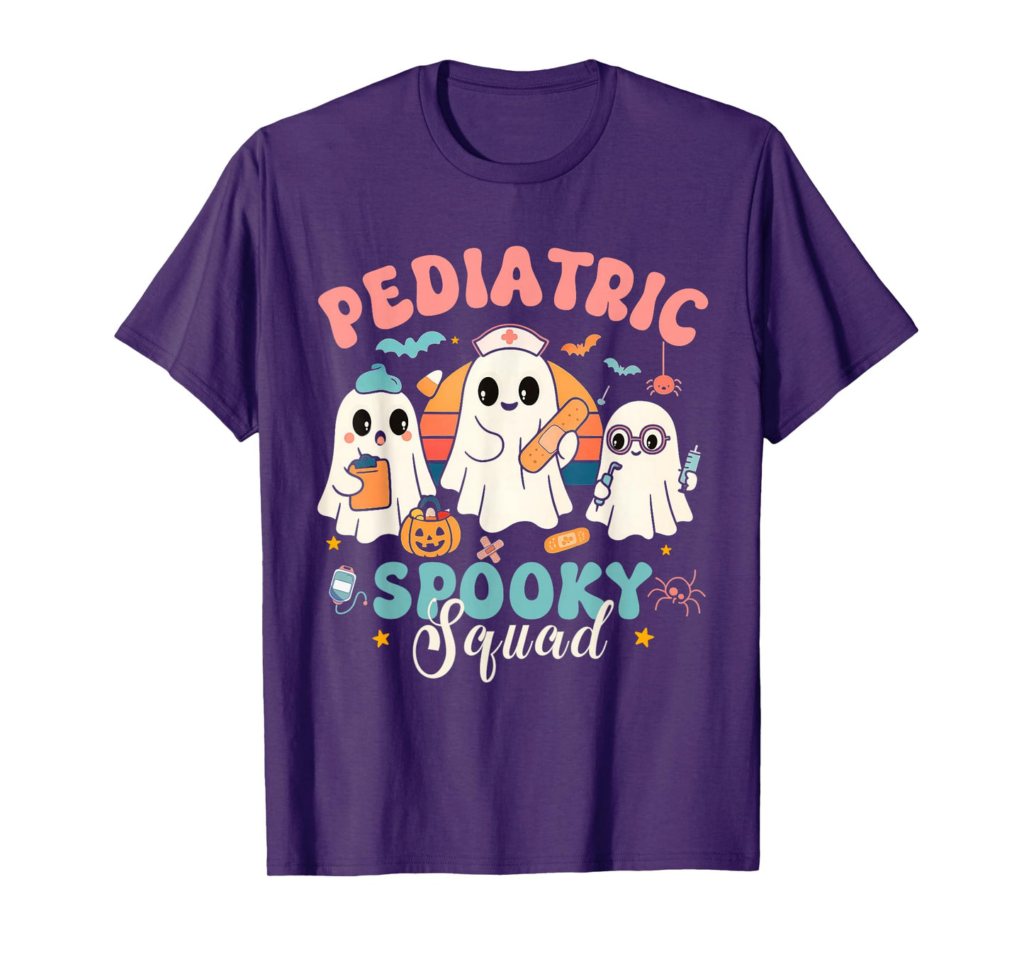 Pediatric Spooky Squad Ghost Nurse Halloween Matching Tee T-Shirt