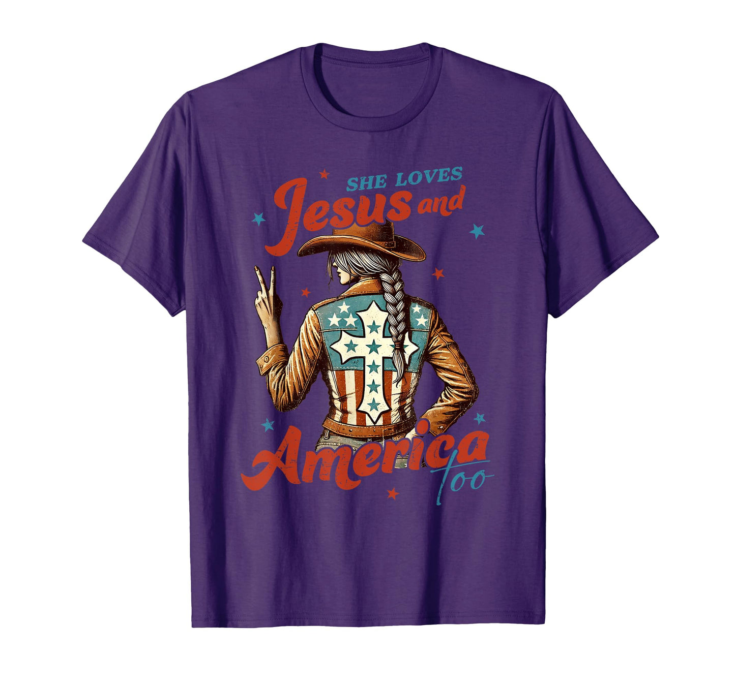 She Loves Jesus And America Usa American Flag 4th Of July T-Shirt