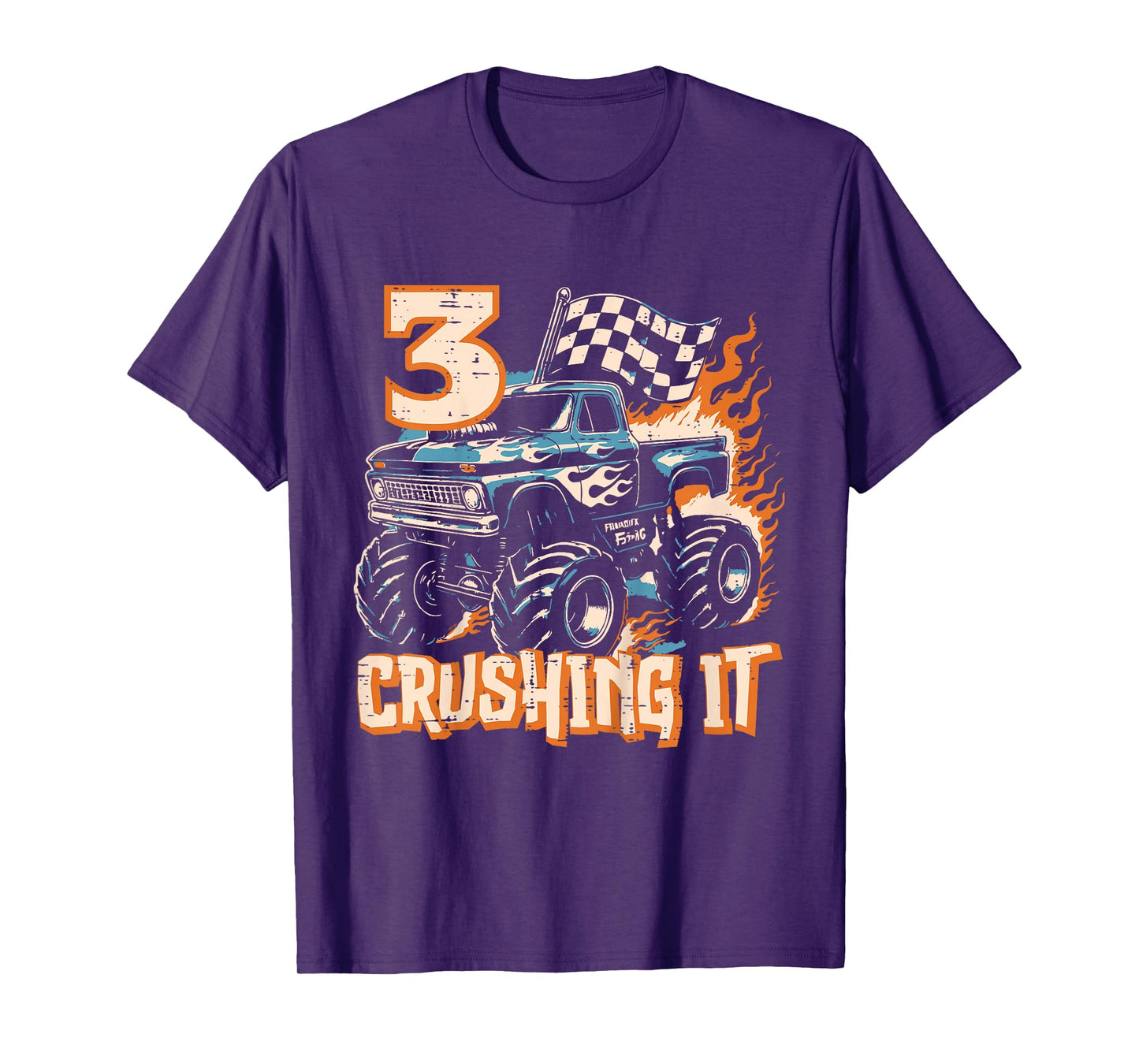 Kids 3 Crushing It Monster Truck Cool 3rd Birthday Bday Boys Kids T-Shirt