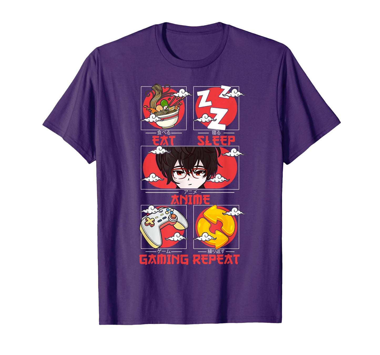 Retro Eat Sleep Anime Gaming Repeat Kawaii Anime Manga Gamer T-Shirt