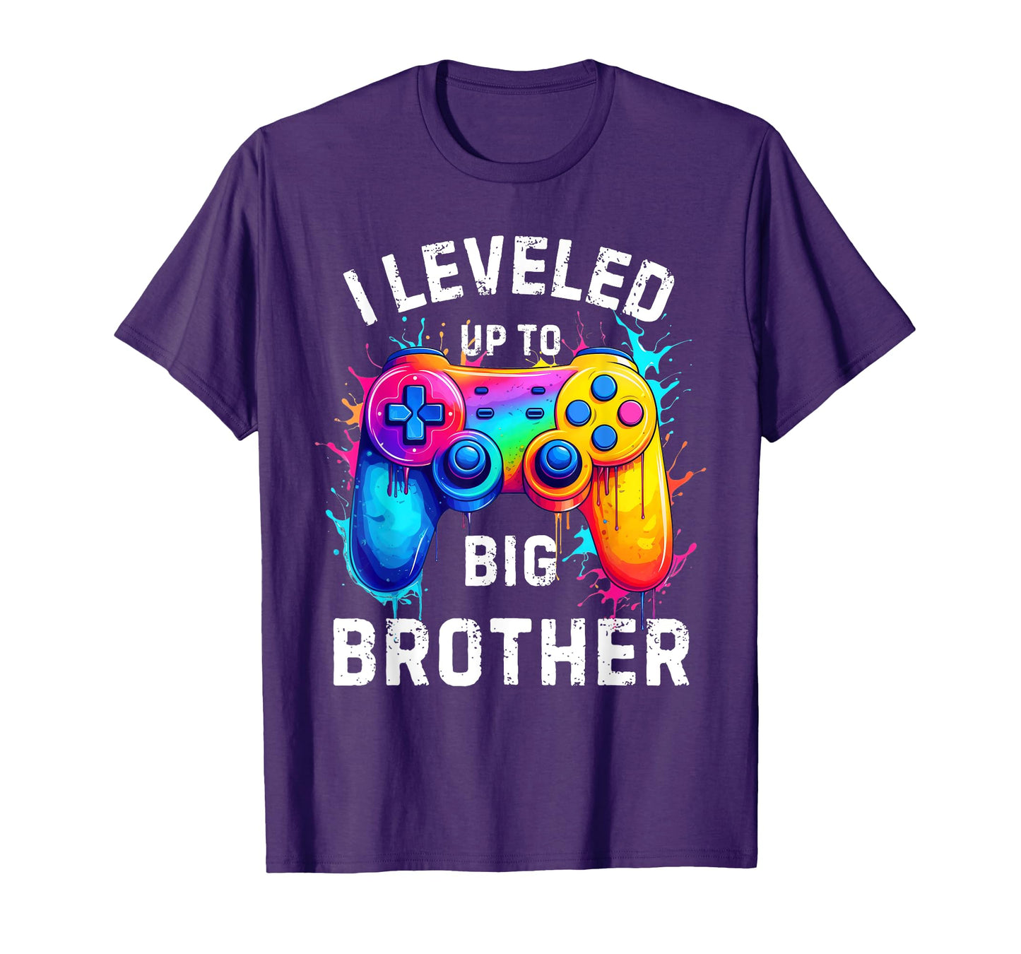 I Leveled Up to Big Brother Funny Gamer Splash Art T-Shirt