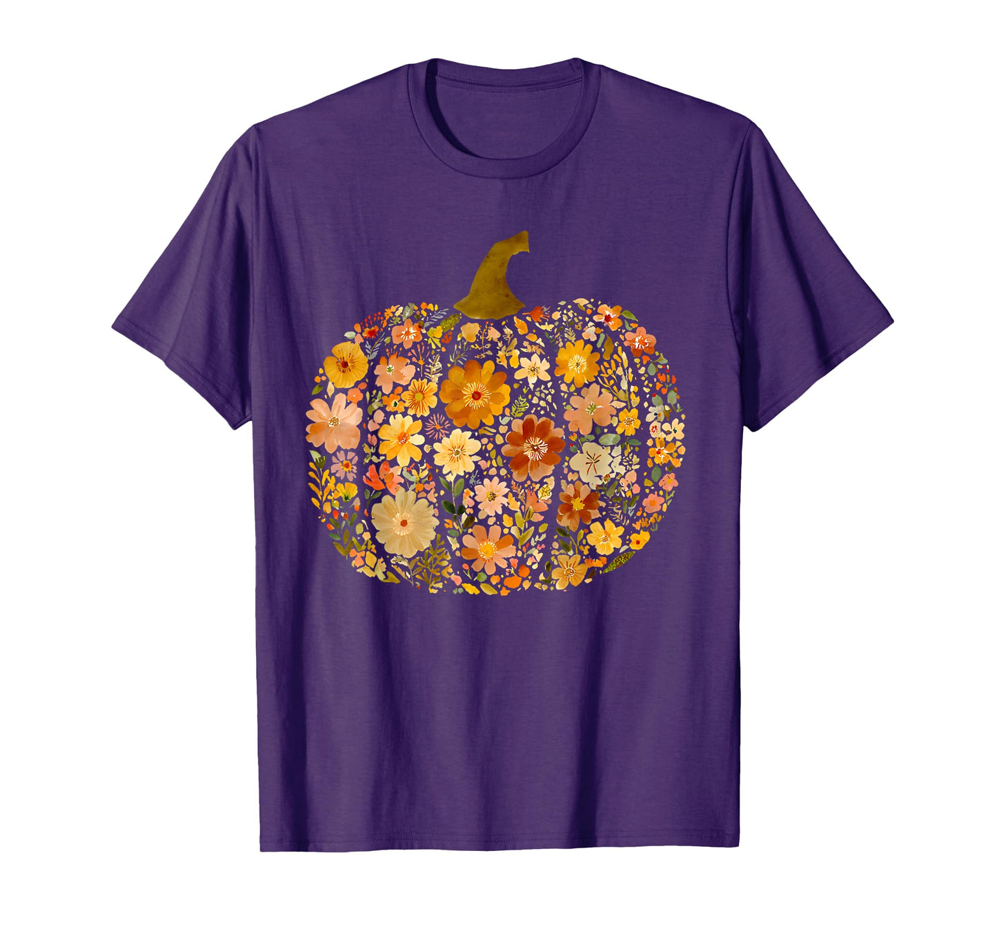 Pumpkin Season Floral Thanksgiving Autumn Fall Y'all Leaves T-Shirt