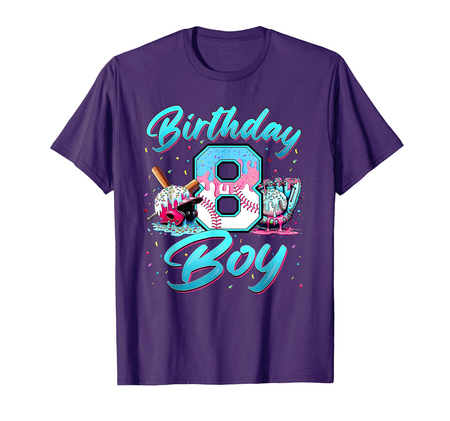 Baseball Boys Ice Cream Drip Baseball Boys Birthday 8 Youth T-Shirt