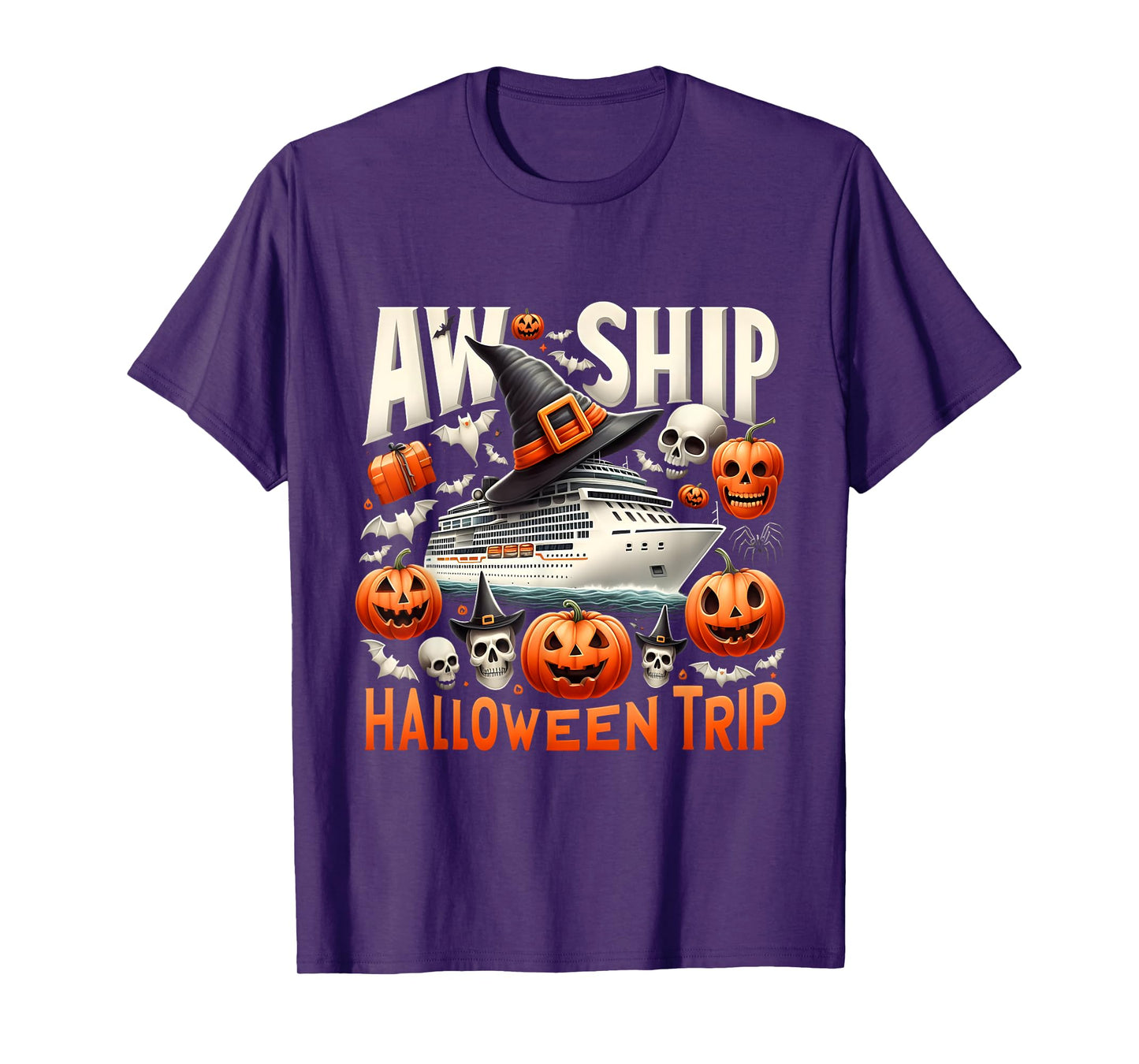 Aw Ship Halloween Trip Happy Halloween Spooky Pumpkin Cruise T-Shirt
