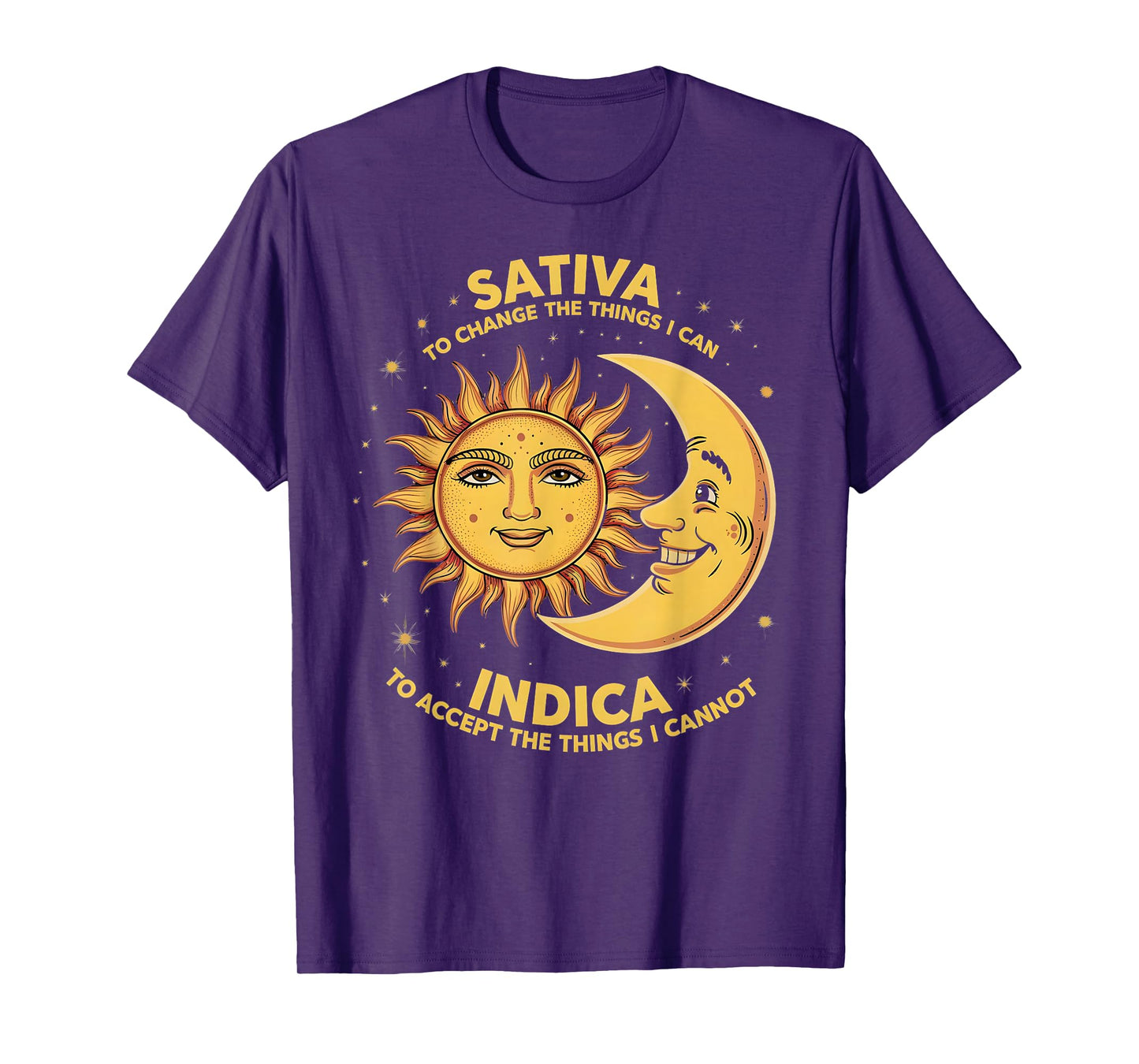 Cosmic Harmony Botanical Balance Mindset Sativa To Change Things Indica To Accept Things T-Shirt, Small, Black